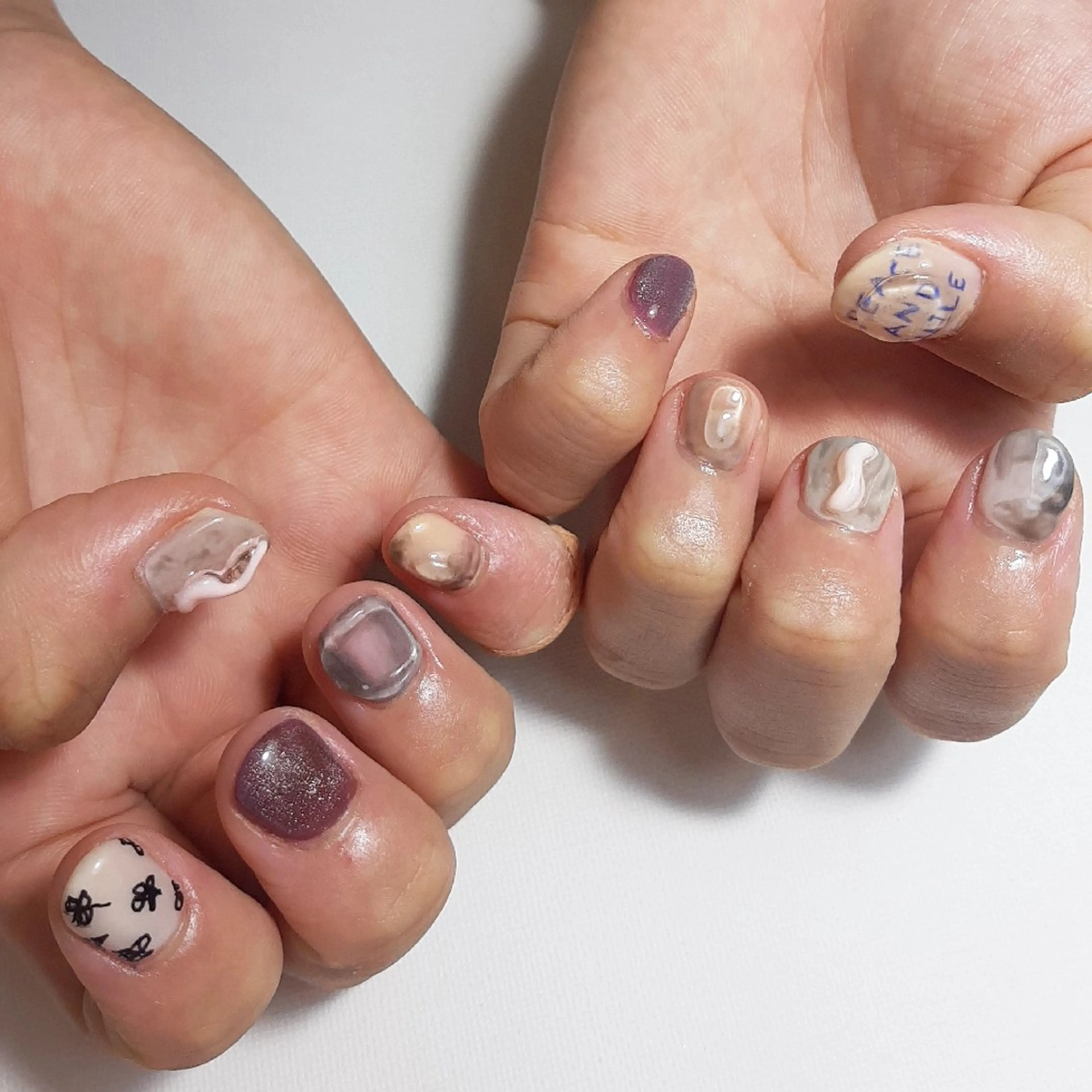 ネイル ジェルネイル 持ち込み ショートネイル ハンドネイル owlnail /持込みデザイン専門のネイルデザイン