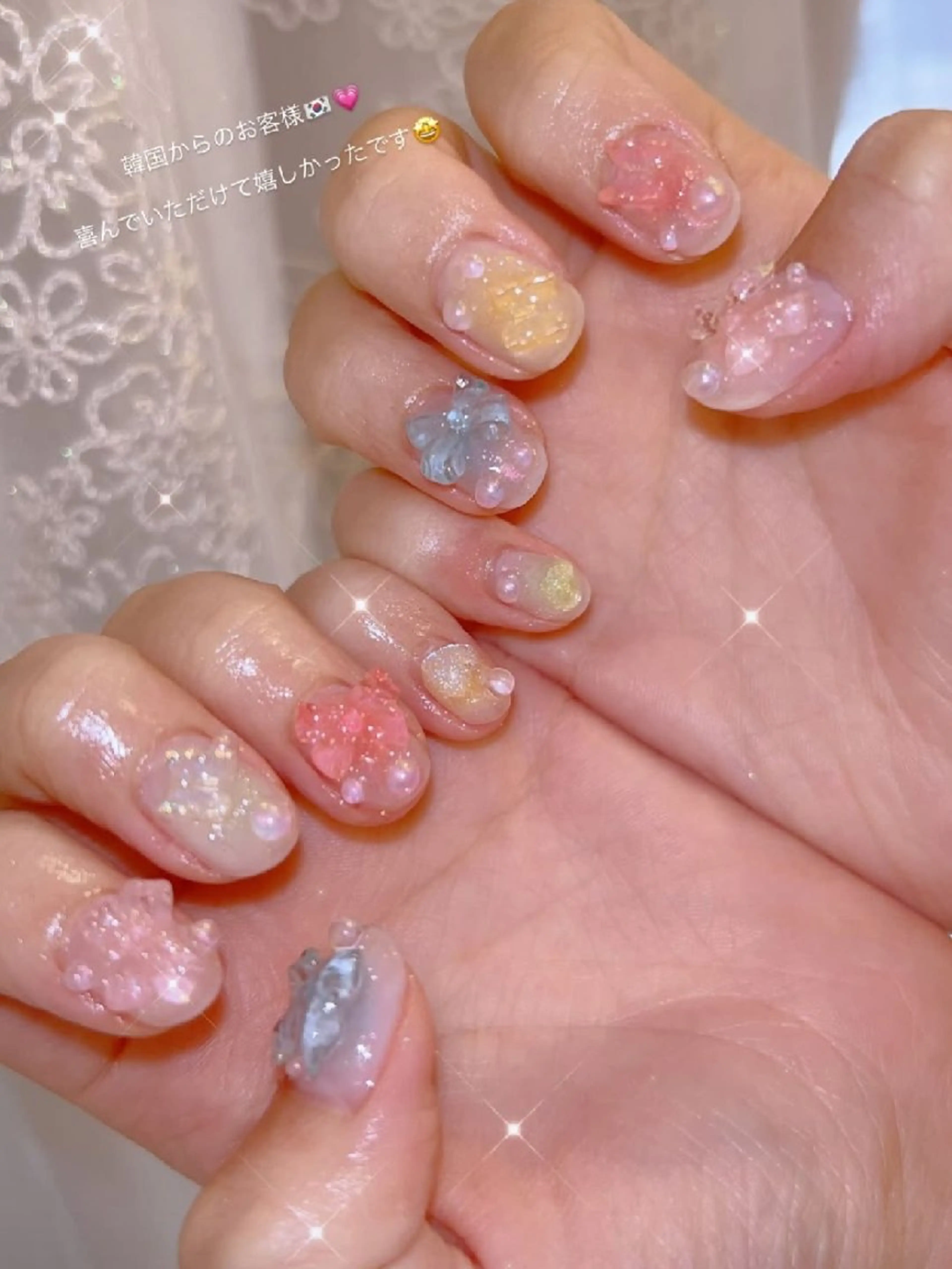 ネイル 長さ出し ジェルネイル 韓国ネイル マグネットネイル ニュアンスネイル ハンドネイル I LOVE ME  NAIL.｡.:*♡のネイルデザイン