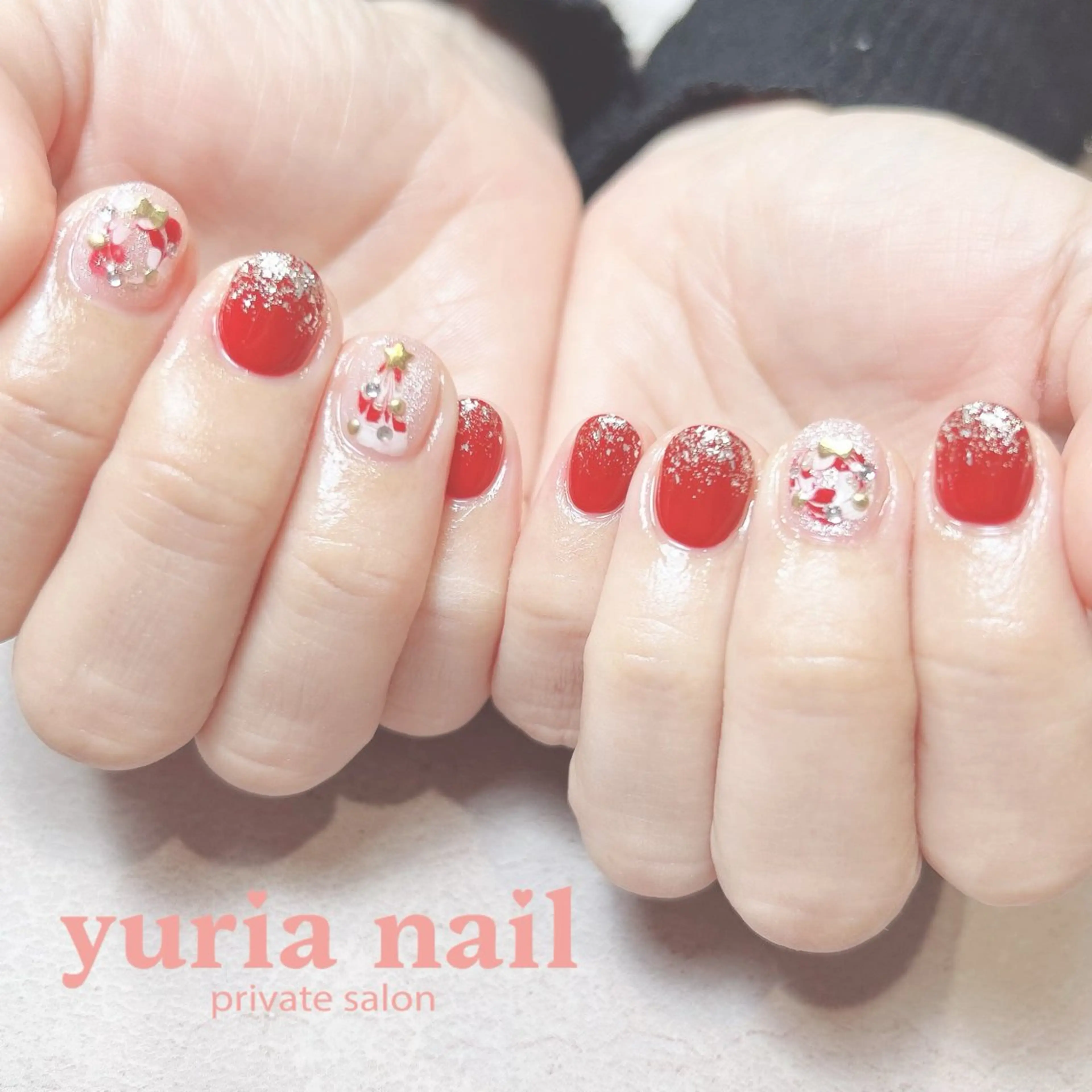 ネイル ボルドー ジェルネイル 冬ネイル クリスマス ハンドネイル 小林 ゆりあのネイルデザイン