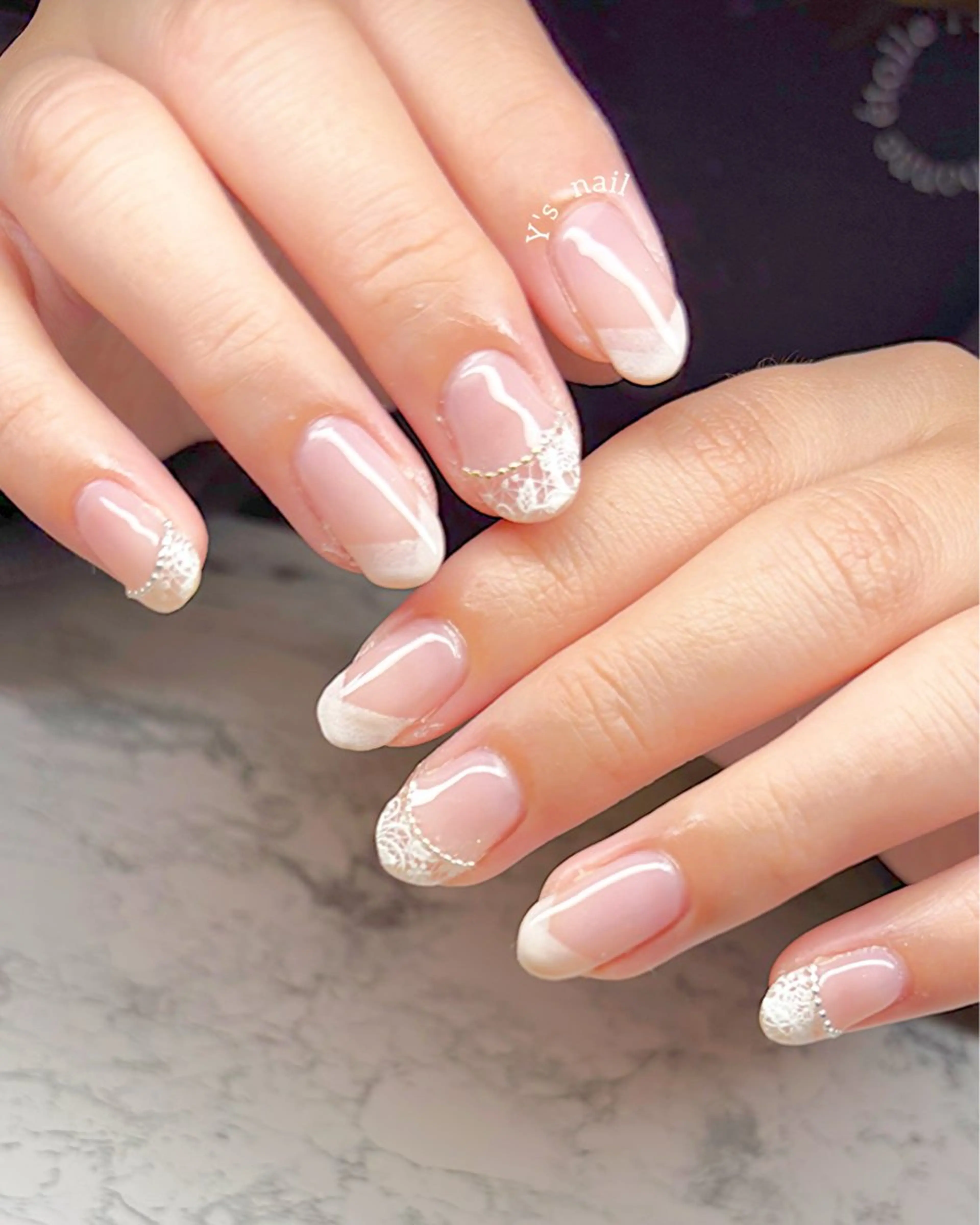 ネイル フレンチネイル レース ハンドネイル 手書きが得意🖌️ Y’s  nailのネイルデザイン