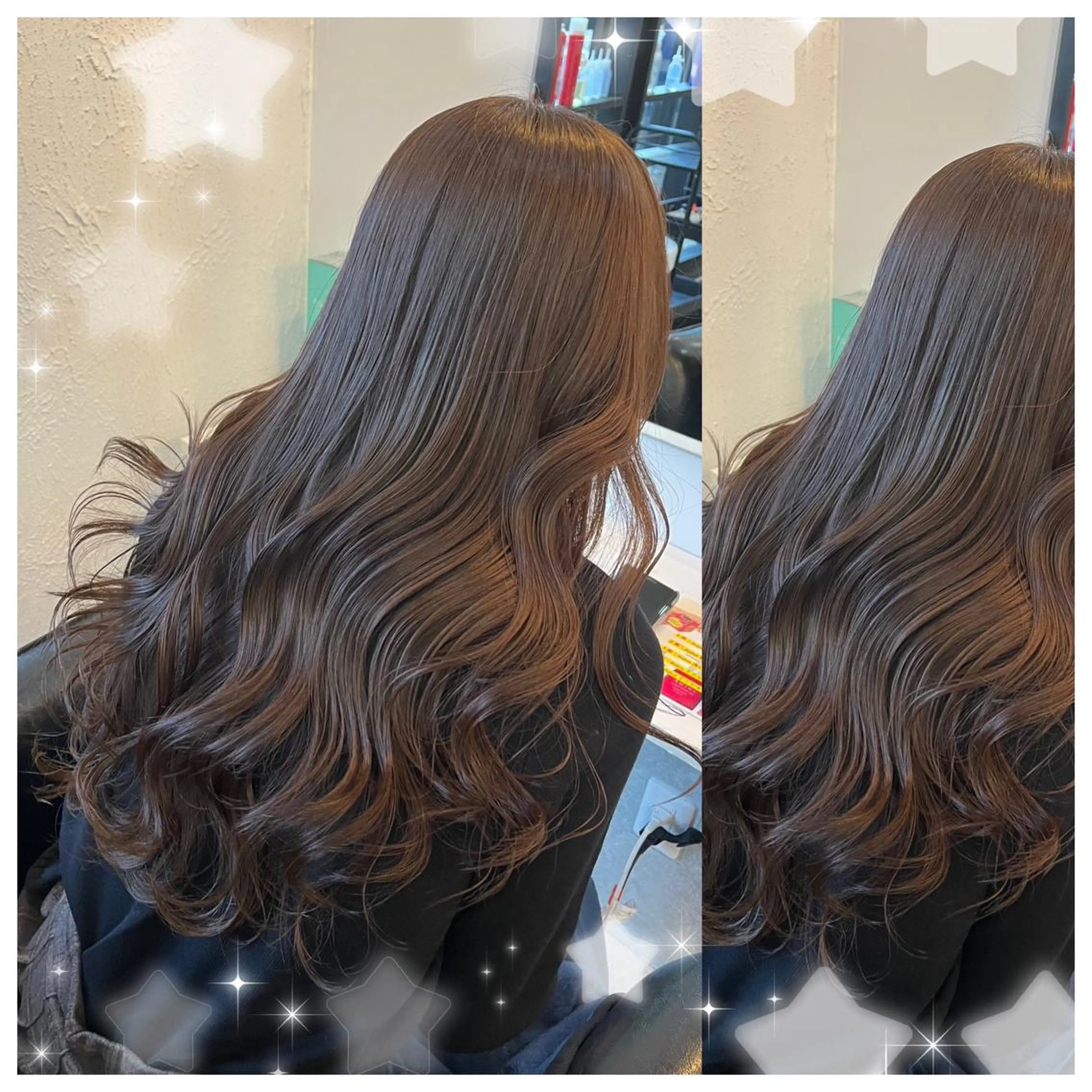 ロング カラー シールエクステ バレイヤージュ 黒髪 ブリーチ ブルーカラー セキグチ💞 lilaのマツエク・マツパデザイン