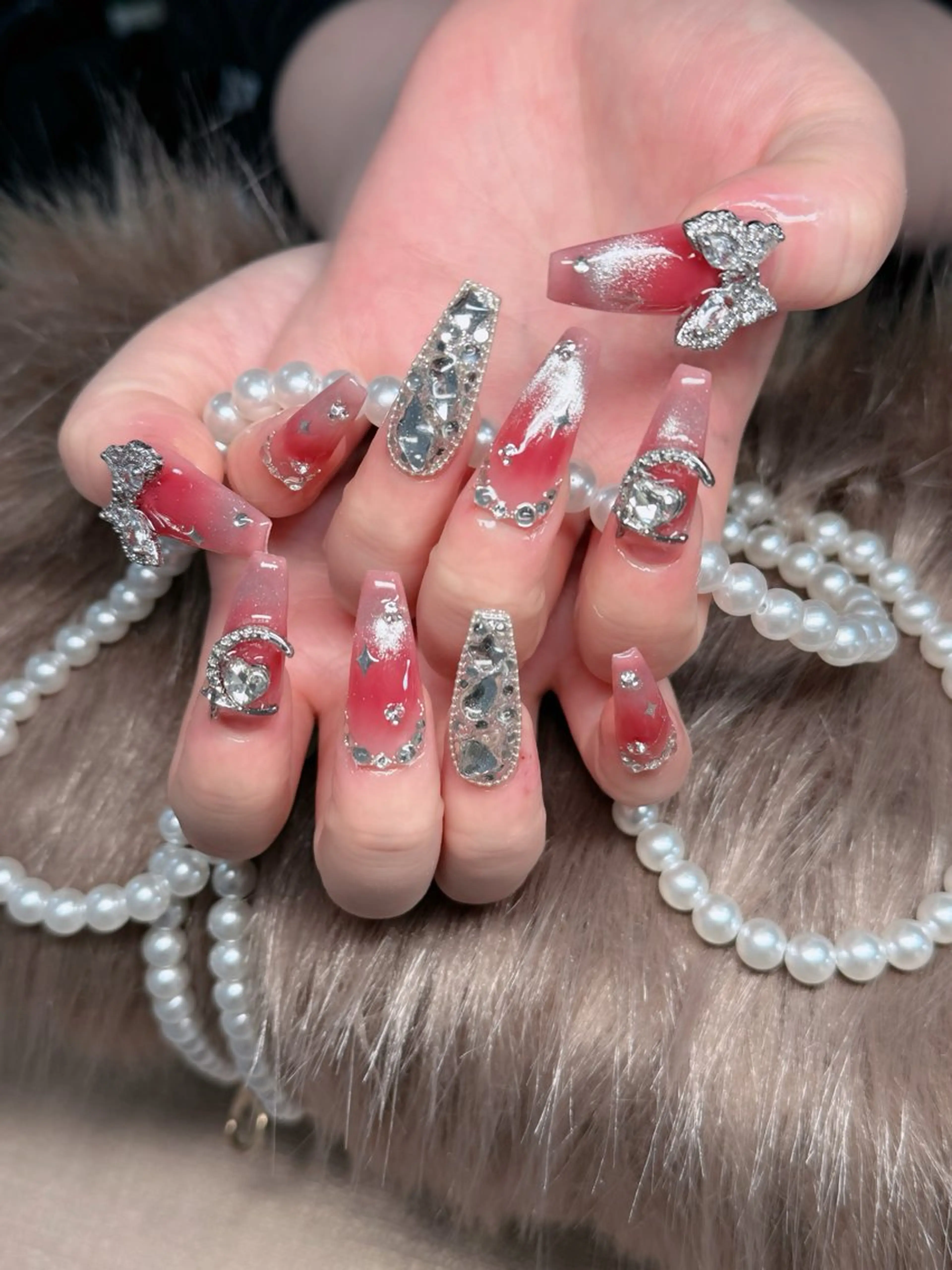 ネイル フレンチネイル ジェルネイル ガラスフレンチ ハロウィン ハート H.baby Nail Salonのネイルデザイン