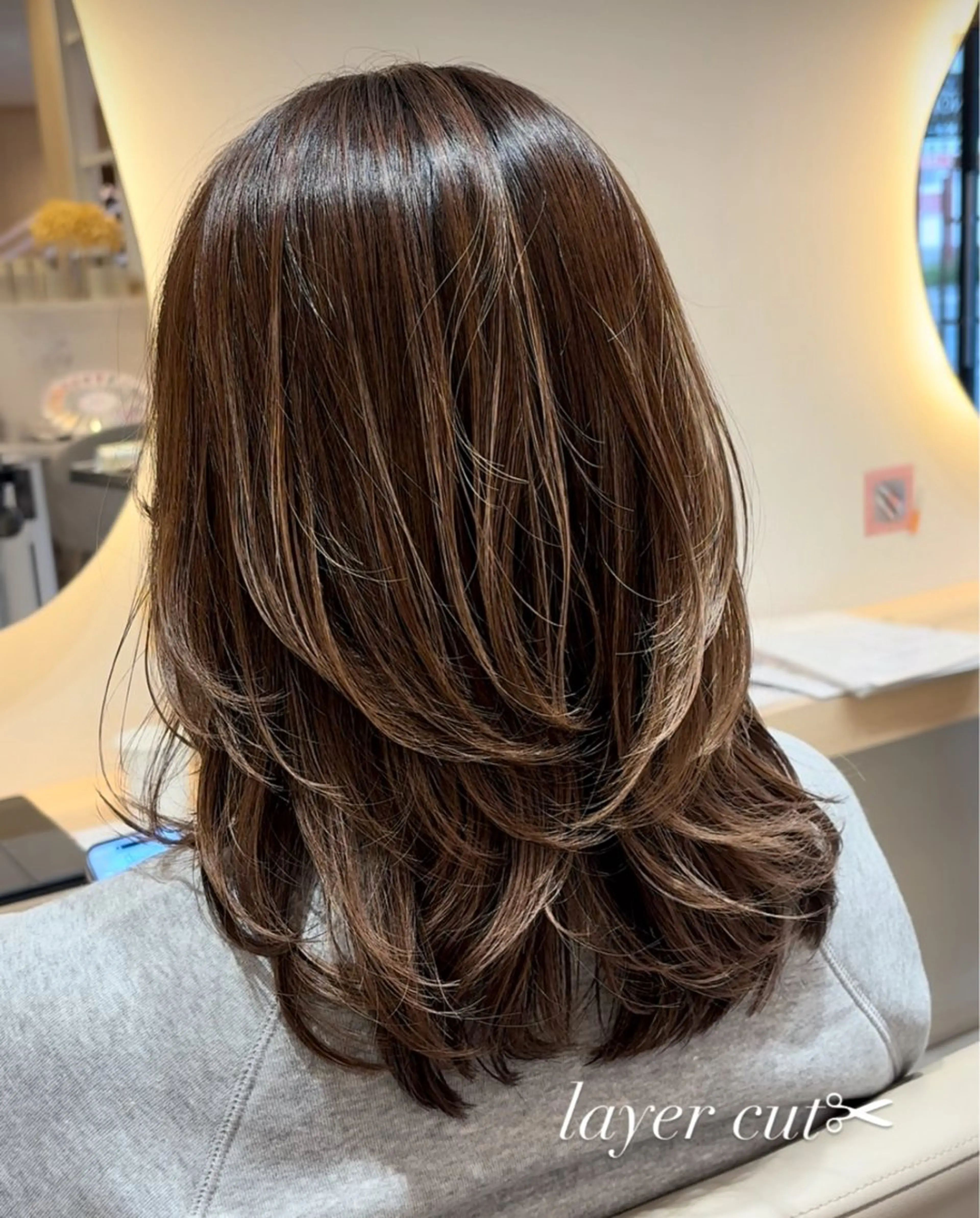 セミロング カラー レイヤーカット 小顔カット カット ヘアカラー レイヤー/透明感/髪 質改善/メンズ/佐藤のヘアスタイル