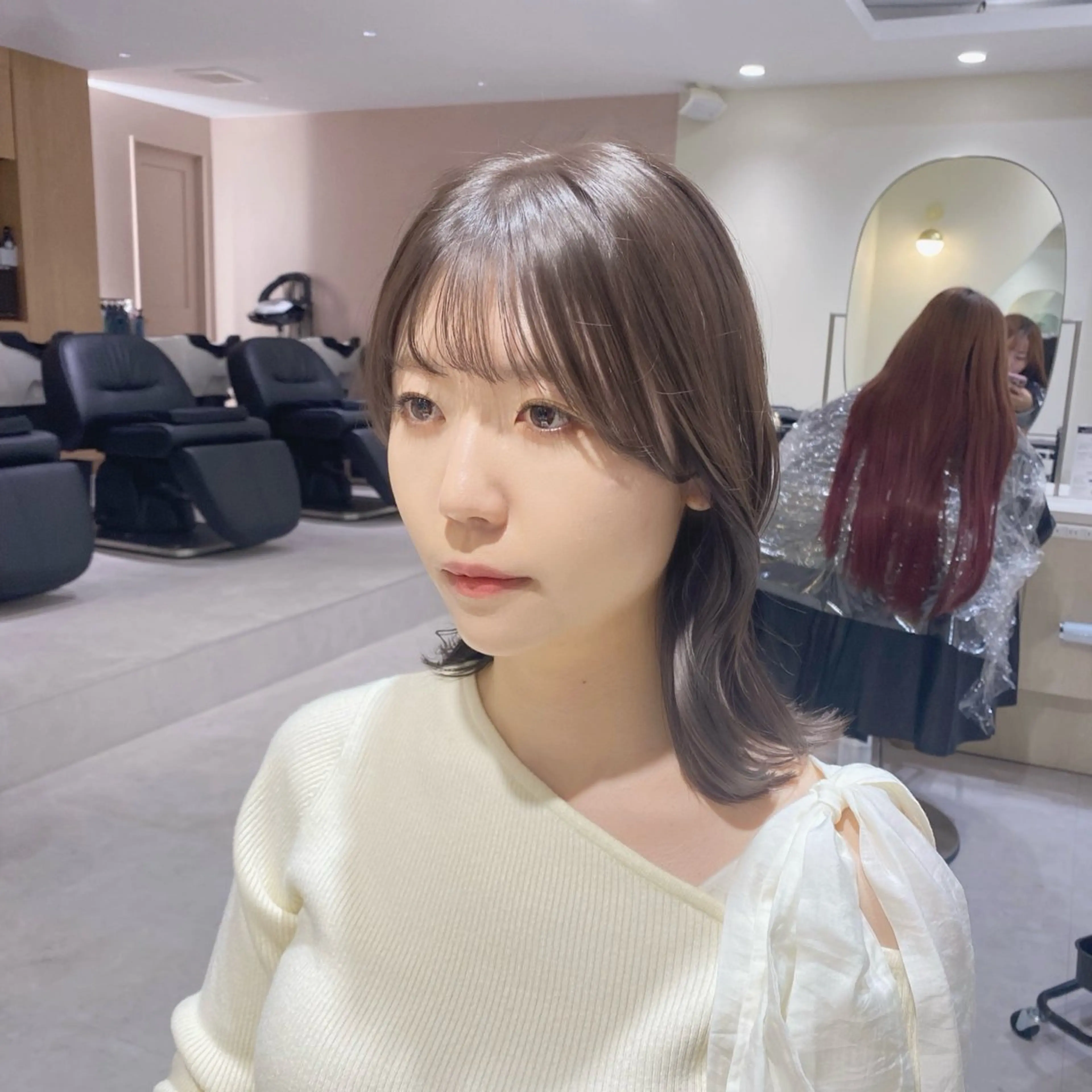 ミディアム カラー ブラウンカラー イルミナカラー マロンブラウン くびれヘア カット ヘアカラー Ms.CHARM所属・透明感カラー🌿 グレージュ🐺陽介のヘアスタイル