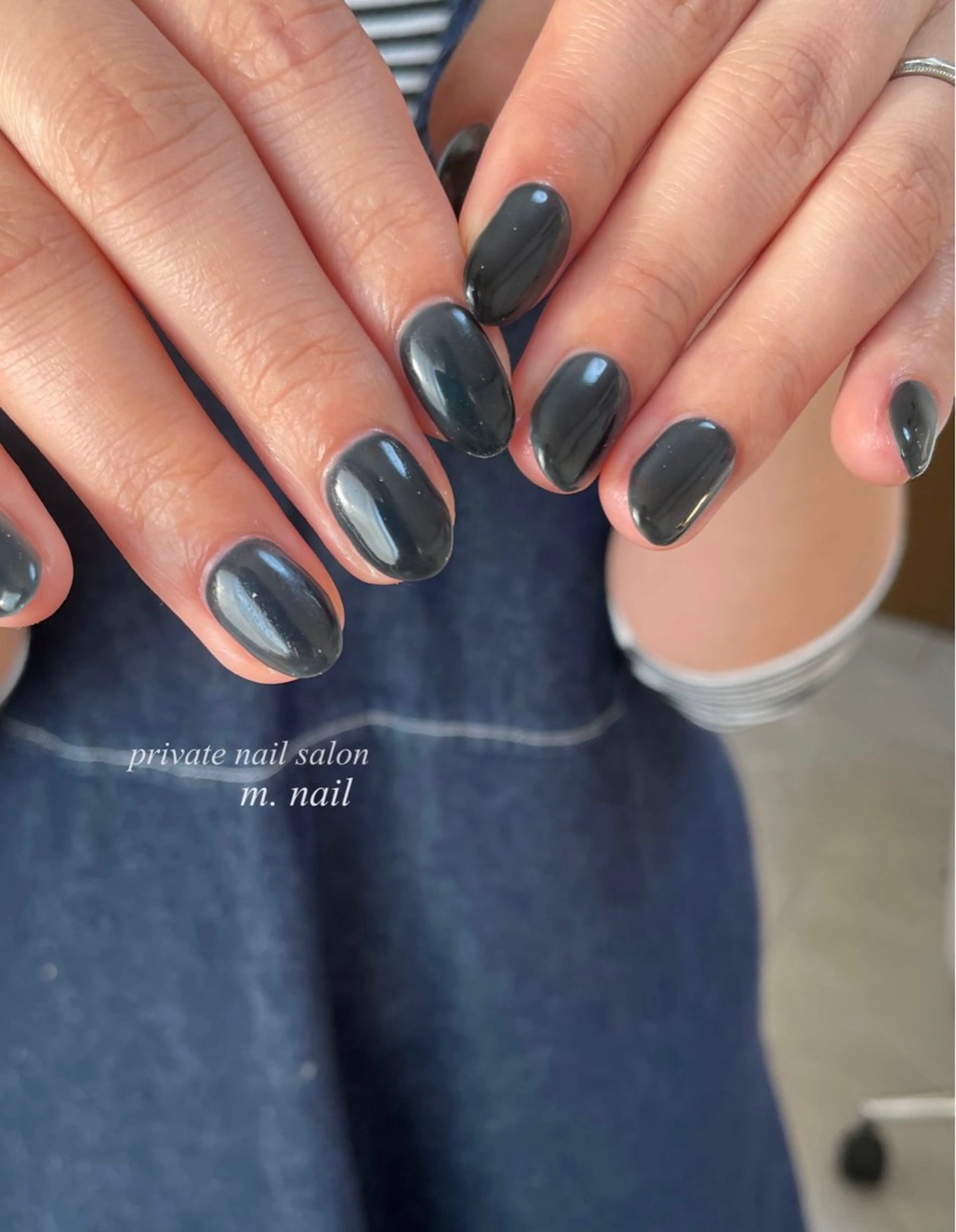 ネイル ネイビー ワンカラーネイル シンプルネイル ハンドネイル m.nail salonのネイルデザイン
