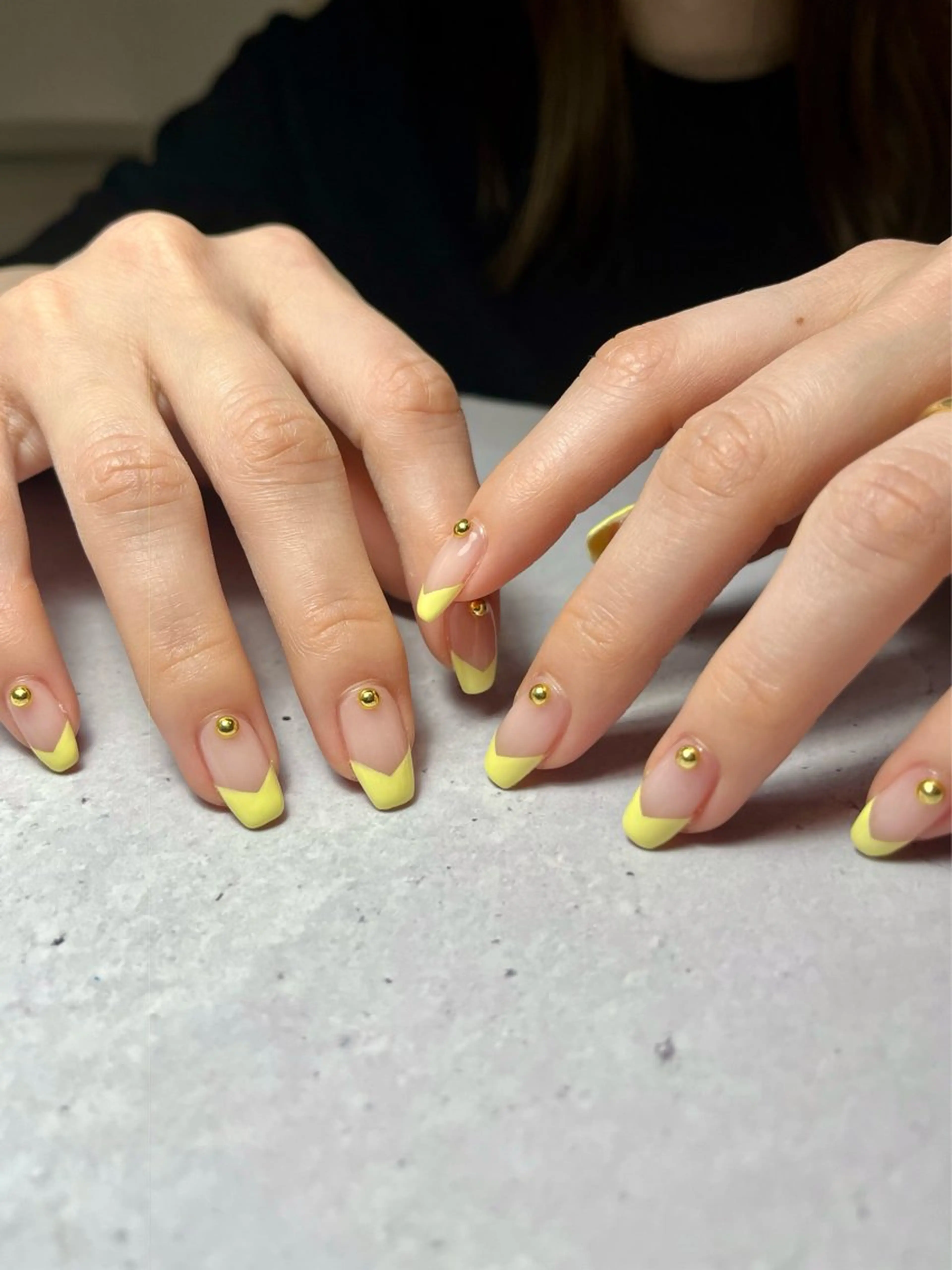 ネイル フレンチネイル 春ネイル 黄色 ハンドネイル kupu所属・ネイルサロン kupuのネイルデザイン