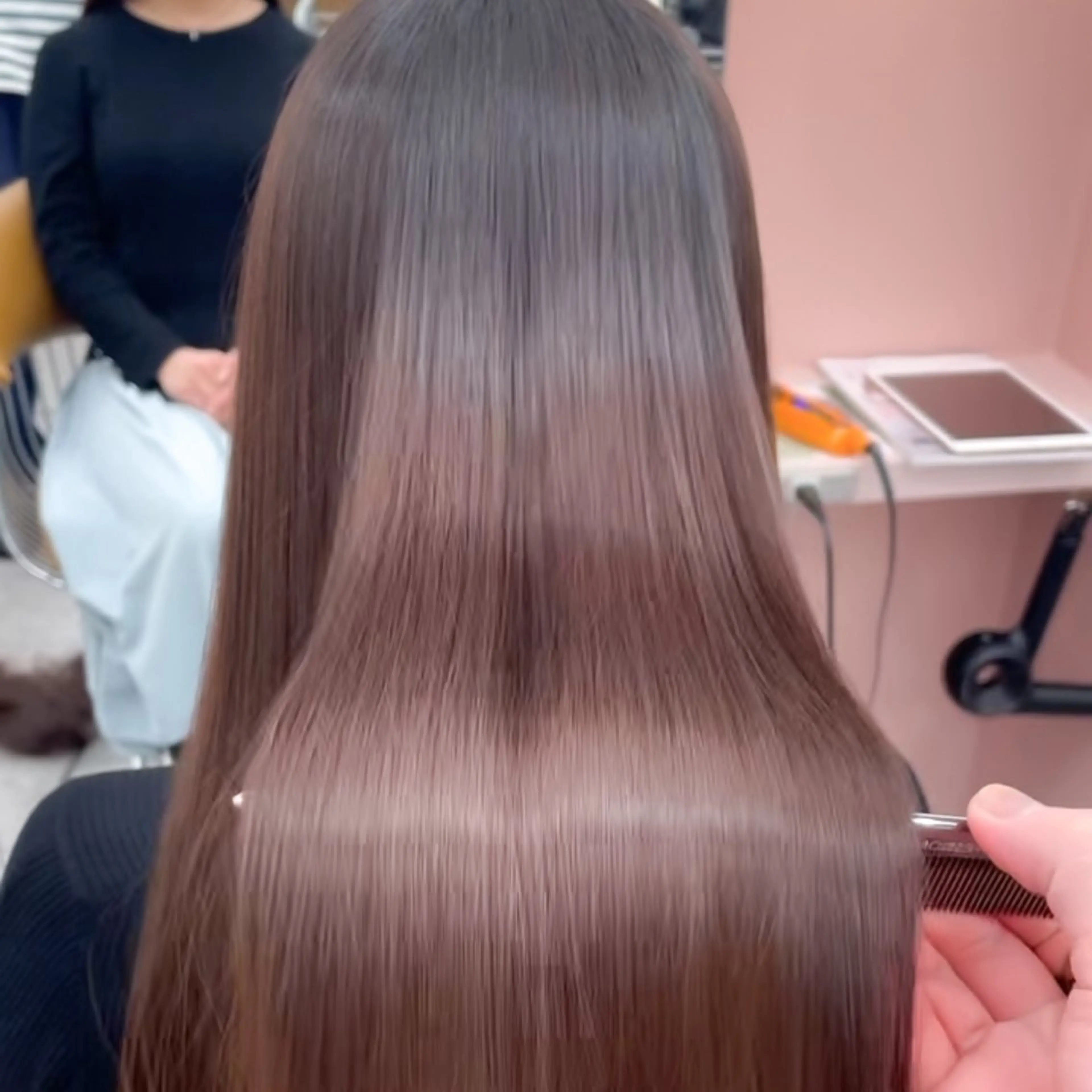 ロング カラー パーマ カット ヘアカラー 縮毛矯正 トリートメント ストンボブ/レイヤー 艶カラー💎ヒデジのヘアスタイル