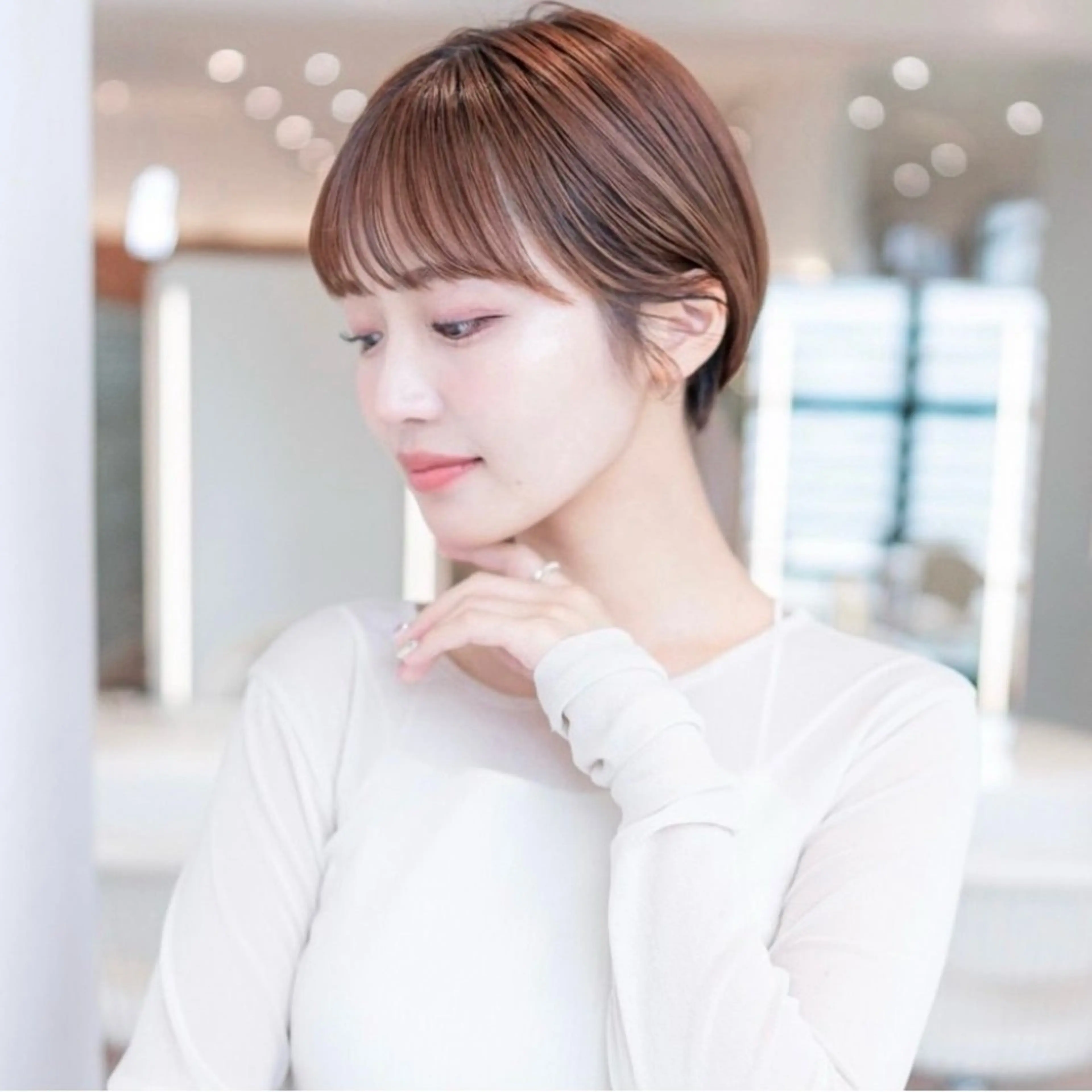 ショート カラー ショートボブ 丸みショート イルミナカラー ボブ 髪質改善 カット ヘアカラー トリートメント 渋谷ボブ/レイヤー ボブ田中航平のヘアスタイル