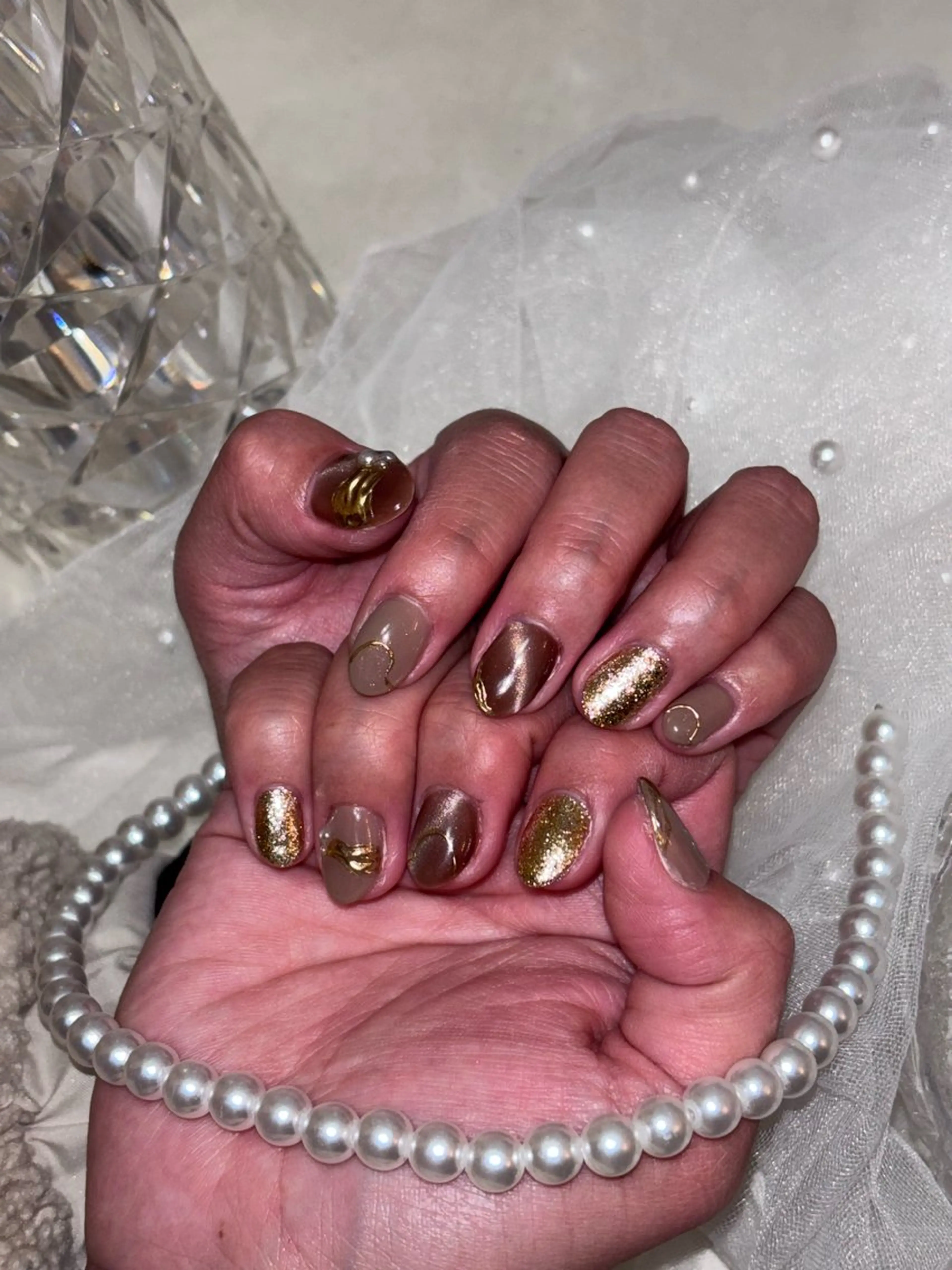 ネイル マグネットネイル ミラーネイル ハンドネイル CREVIO小美玉店 Fukaのネイルデザイン