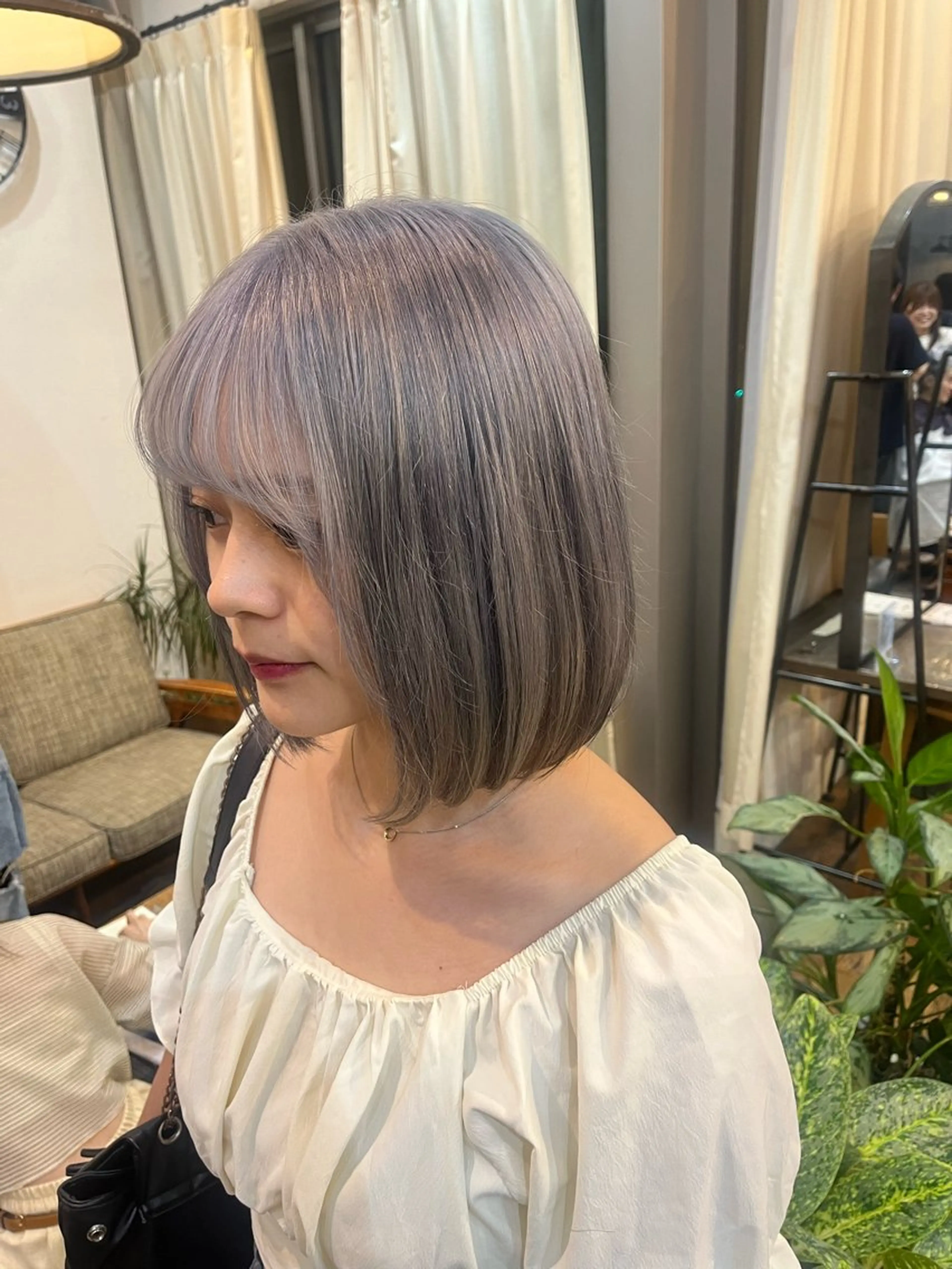 カラー ブリーチ ブルーカラー ブルーグレー 東茉央/透明感カラー /パーマ🧸銀座のヘアスタイル