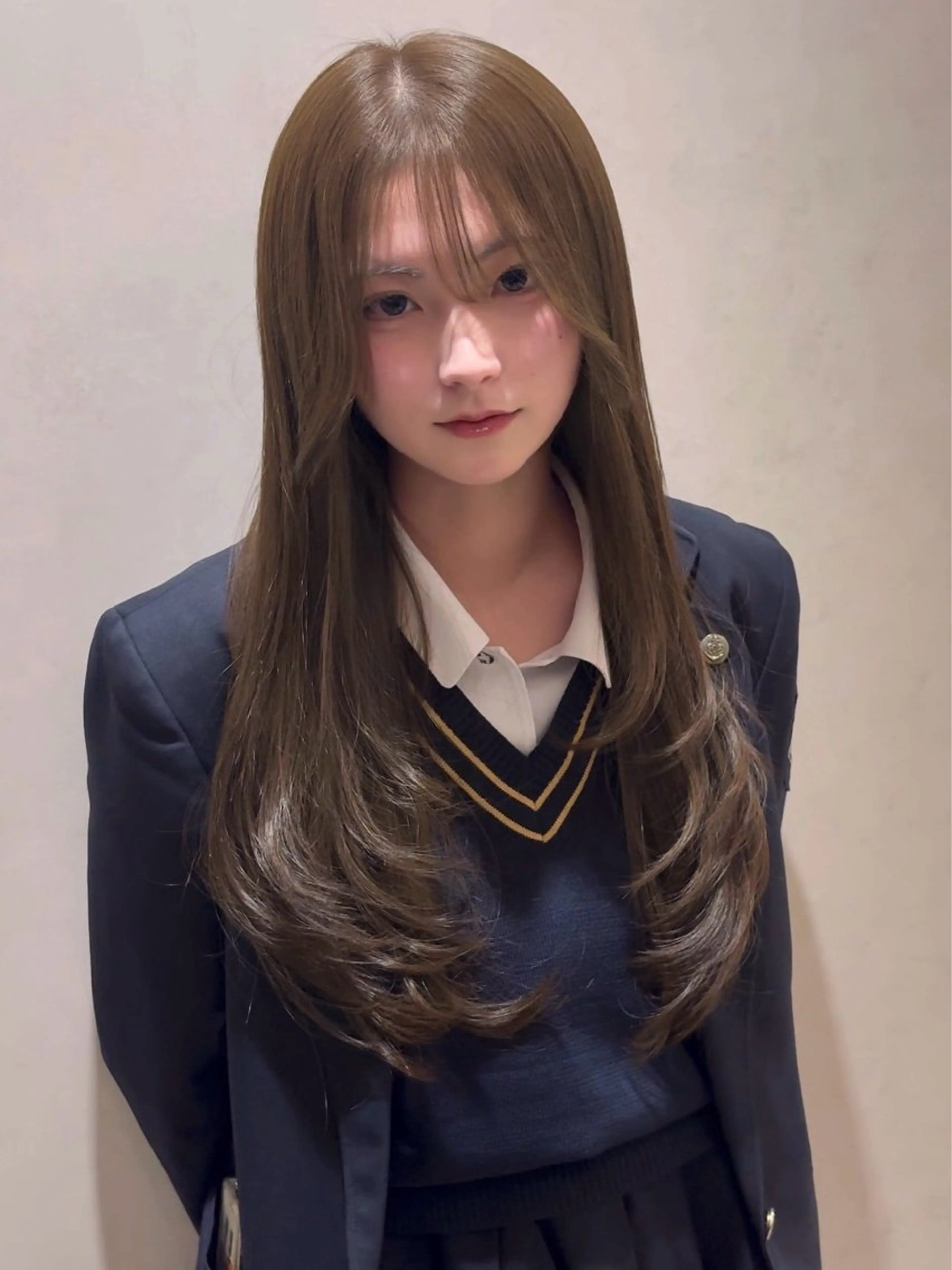 ロング カラー ベージュカラー ブリーチ ダブルカラー ブリーチなしカラー オリーブベージュ meby所属・🩵福岡ブリーチなし レイヤー/紫音🩵のヘアスタイル