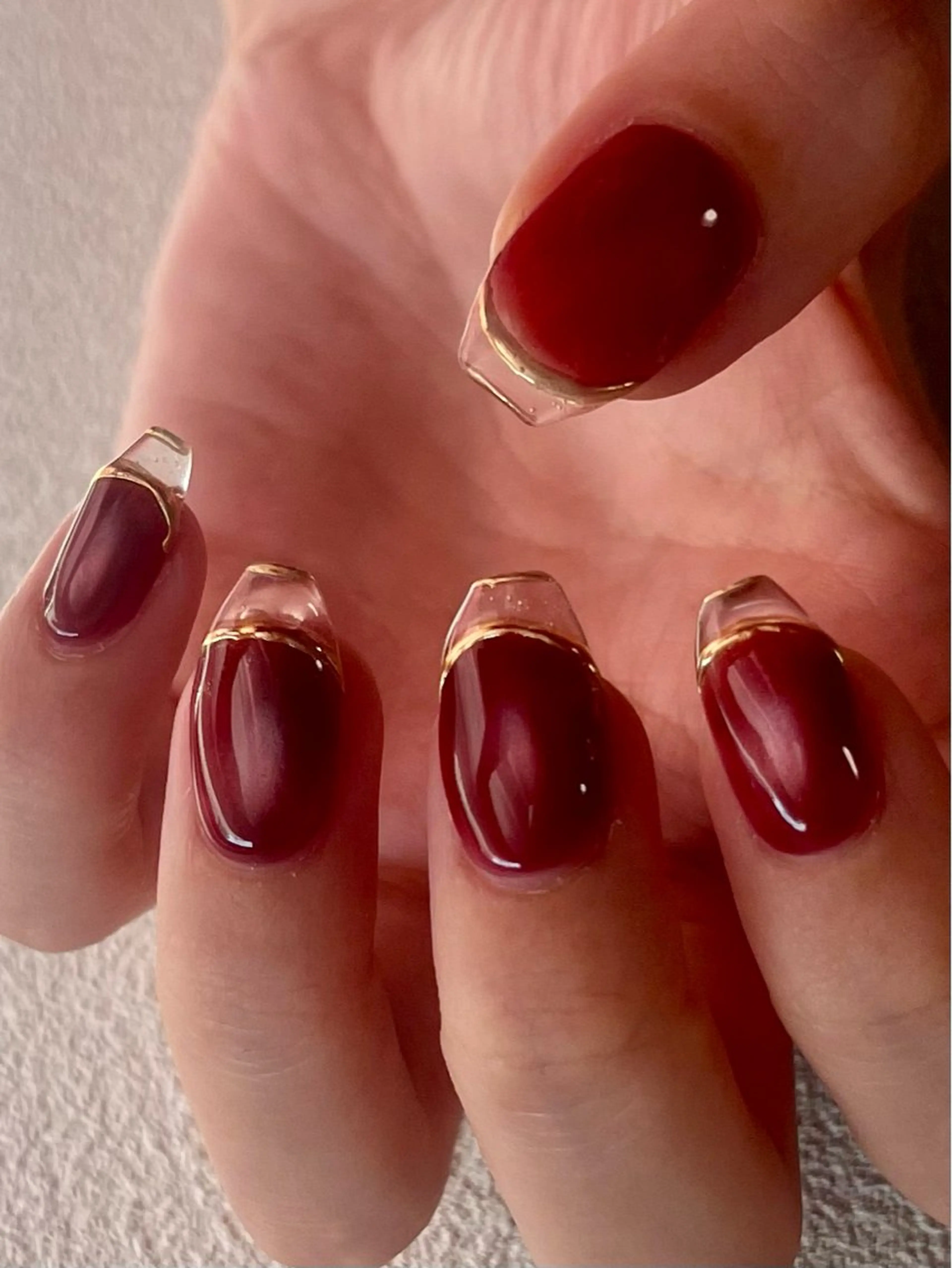 ネイル クリアネイル 長さ出し フレンチネイル ジェルネイル マグネットネイル ハンドネイル RIKA@salon newsproutのネイルデザイン