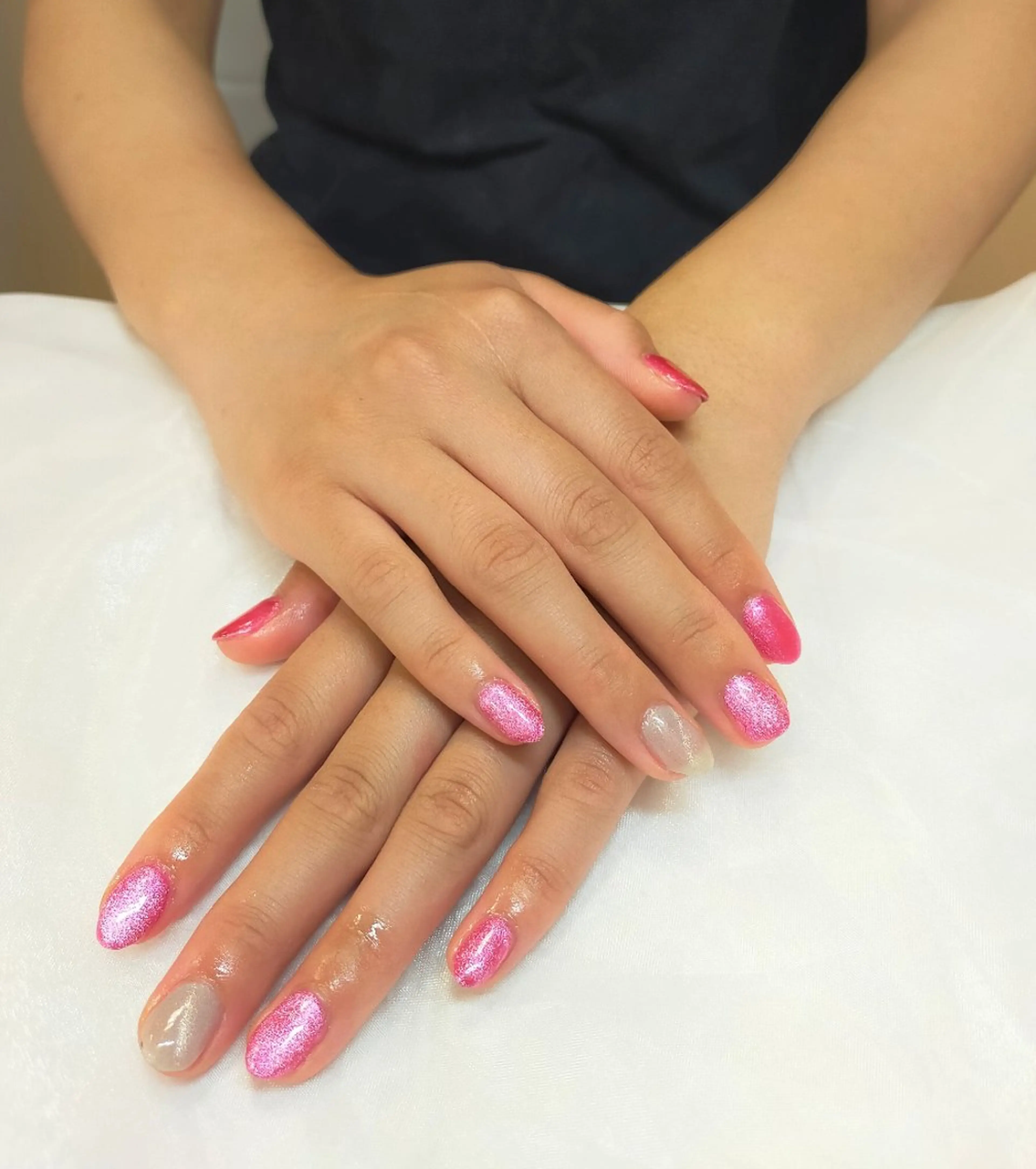 ネイル キラキラネイル マグネットネイル ピンク 夏ネイル maruyasu. yのネイルデザイン