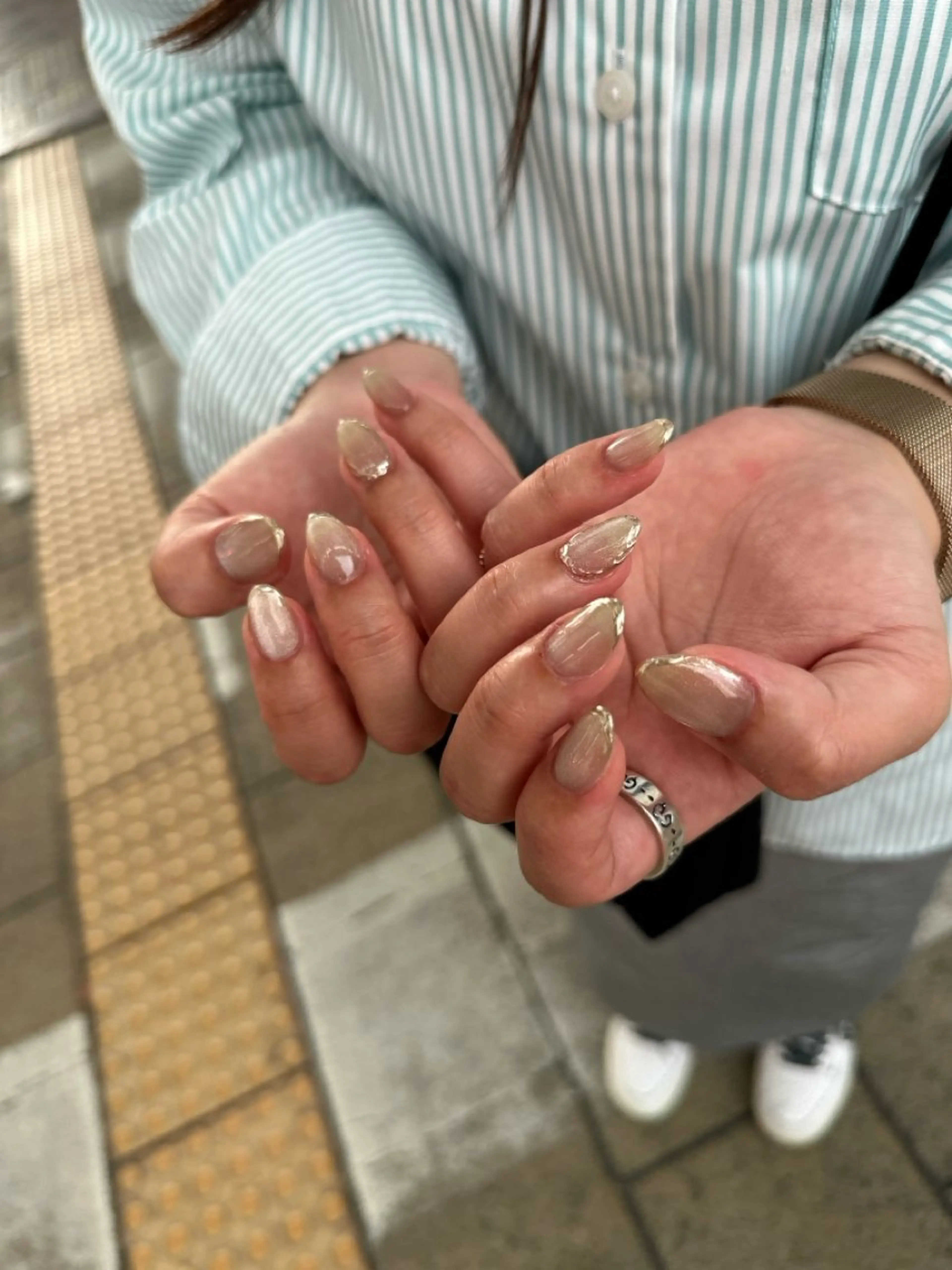 ネイル 長さ出し マグネットネイル ミラーネイル スカルプネイル nail salon  ∞ mikanal ∞所属・nailsalon ∞ ﾐｶﾅﾙ ∞のネイルデザイン