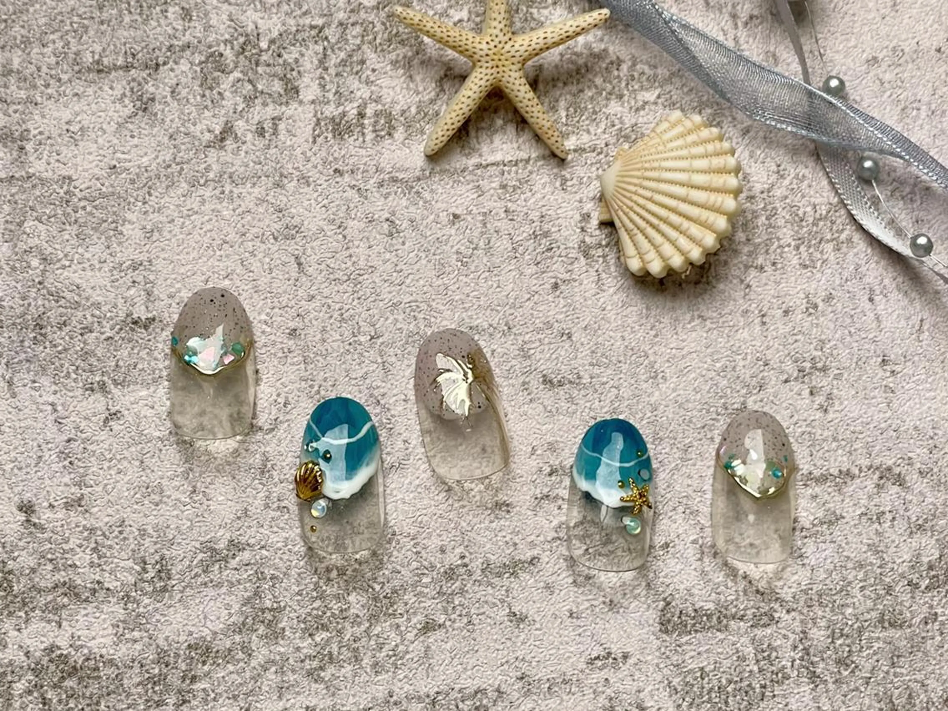 ネイル クリアネイル 佐藤 ニーナ★ラベンダーのネイルデザイン