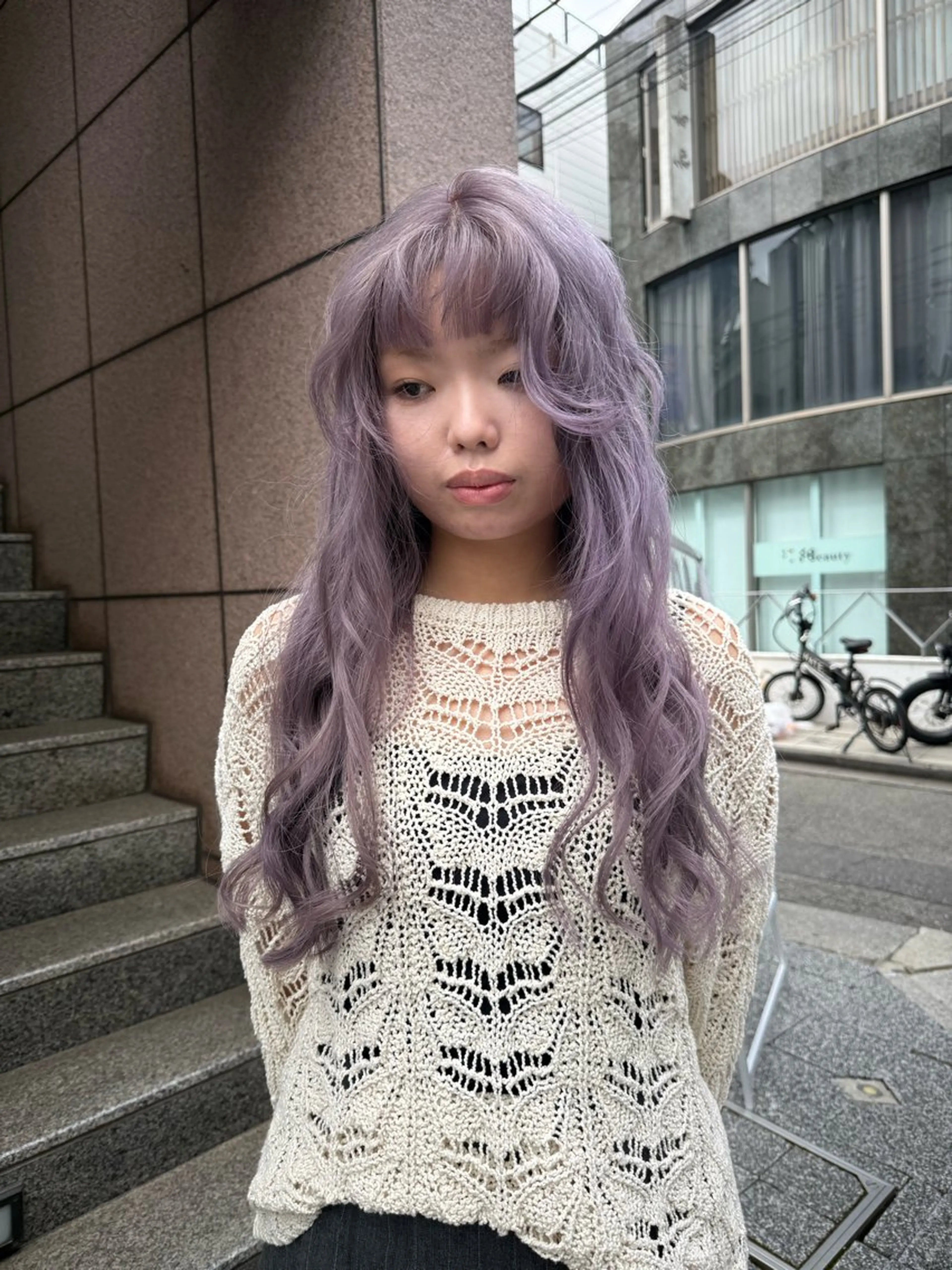 ロング カラー ミルクティー× グレージュMOMOのヘアスタイル