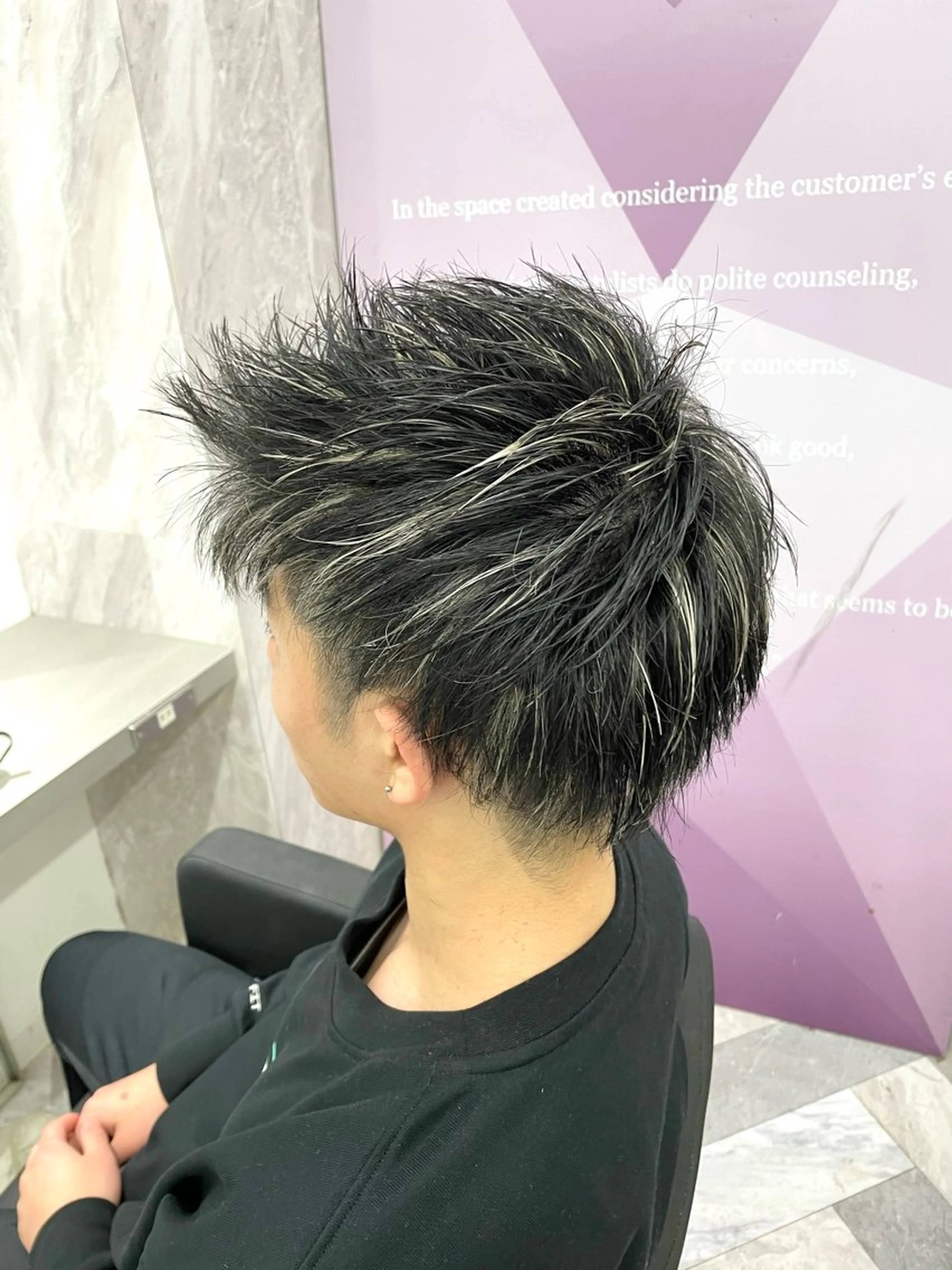 ショート カラー メンズ メンズメッシュ メッシュ パーマ&ブリーチ /飯牟田/GEAR.のヘアスタイル