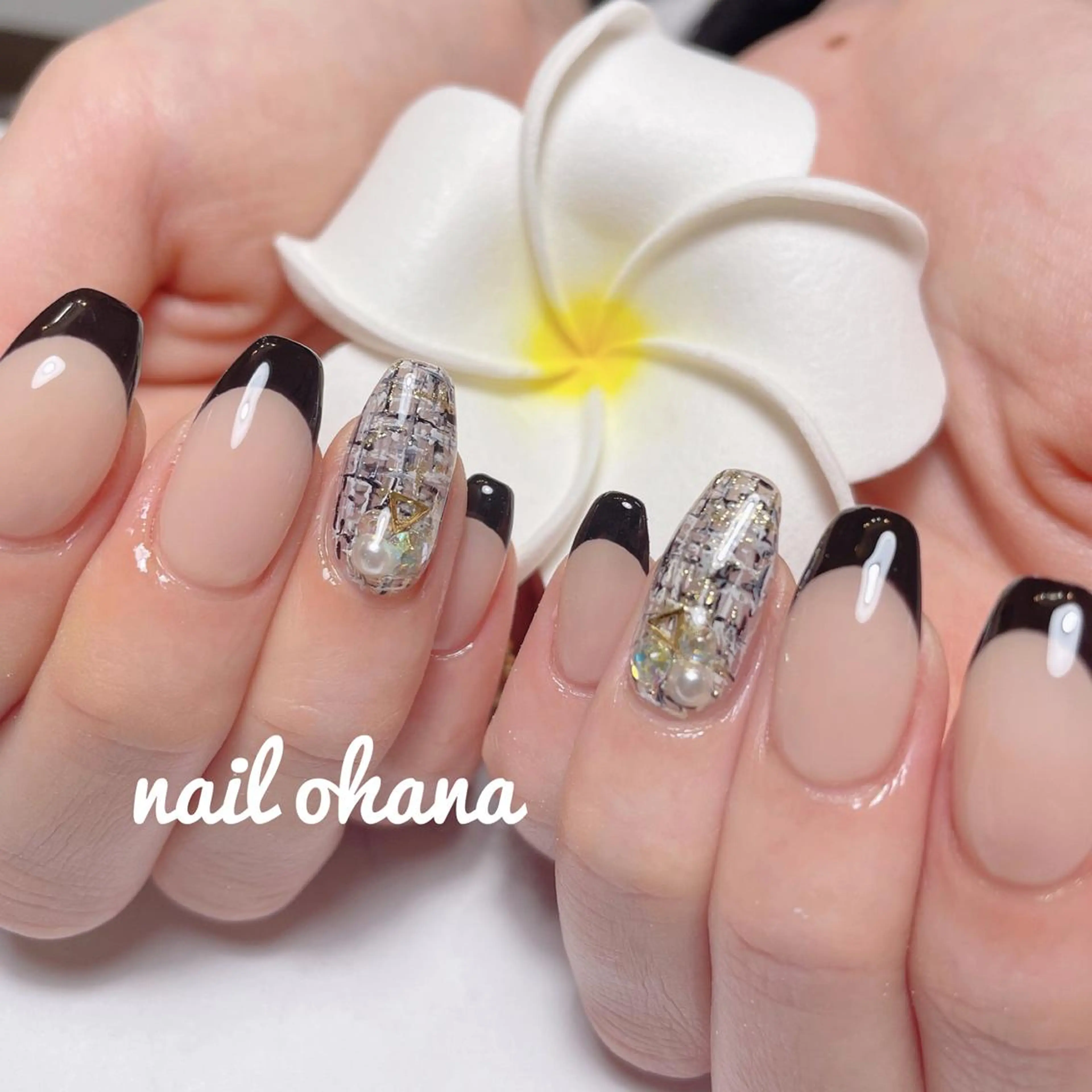 ネイル フレンチネイル ジェルネイル 持ち込み ツイードネイル 冬ネイル 那覇🏝️台湾人 ネイリストSHIUのネイルデザイン