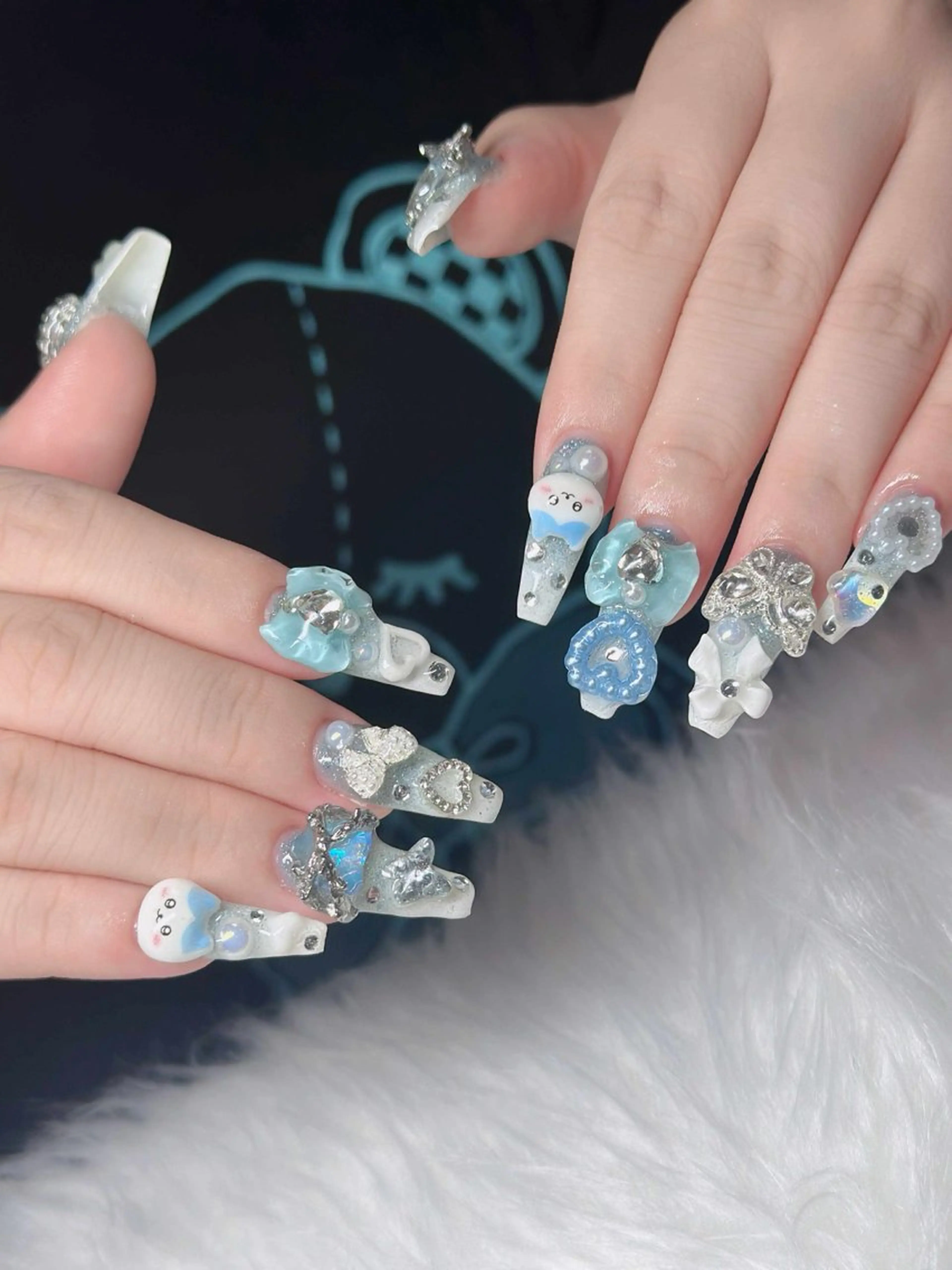 ネイル フレンチネイル ジェルネイル ガラスフレンチ ハロウィン ハート H.baby Nail Salonのネイルデザイン