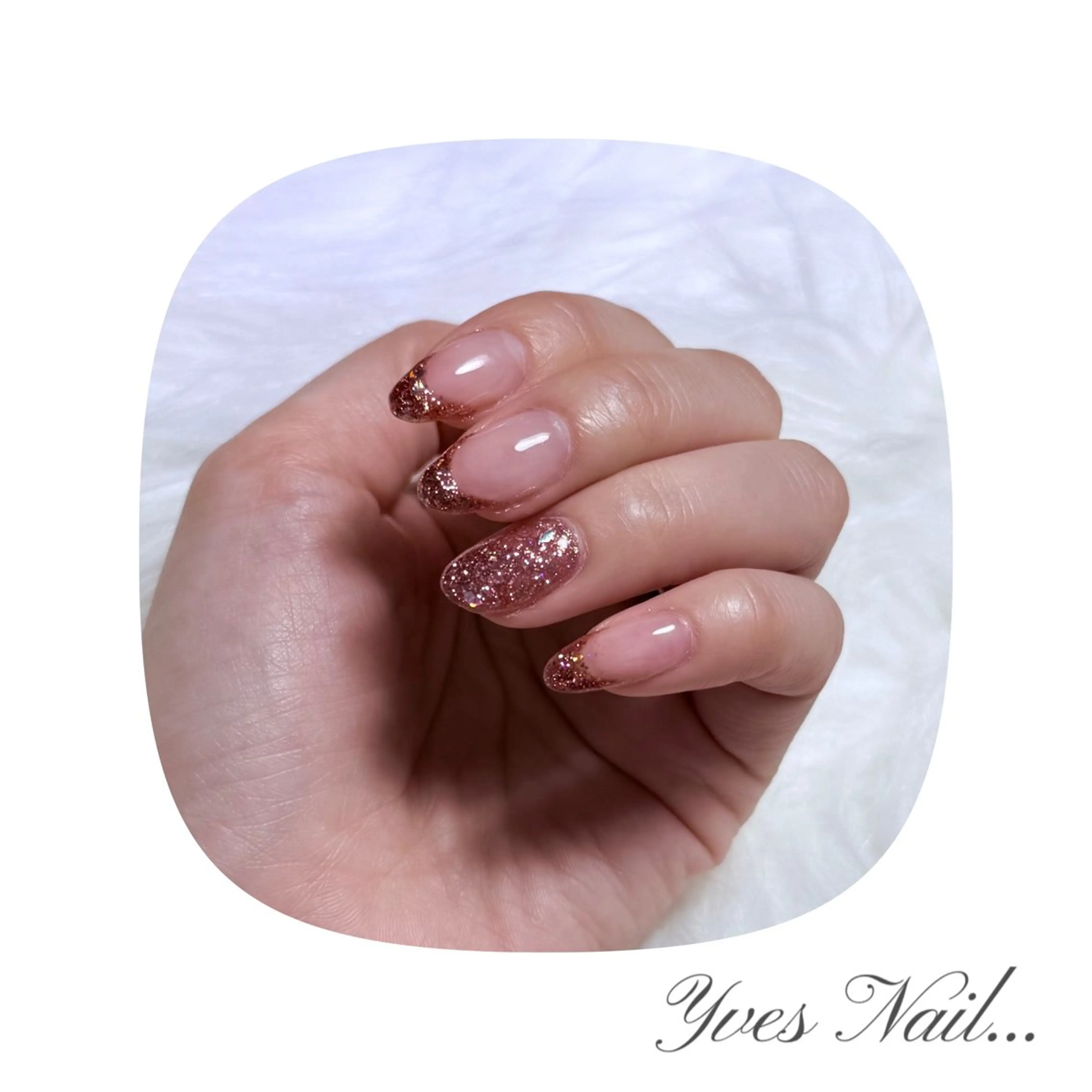 ネイル フレンチネイル ラメ(グリッター) ハンドネイル kanno yのネイルデザイン