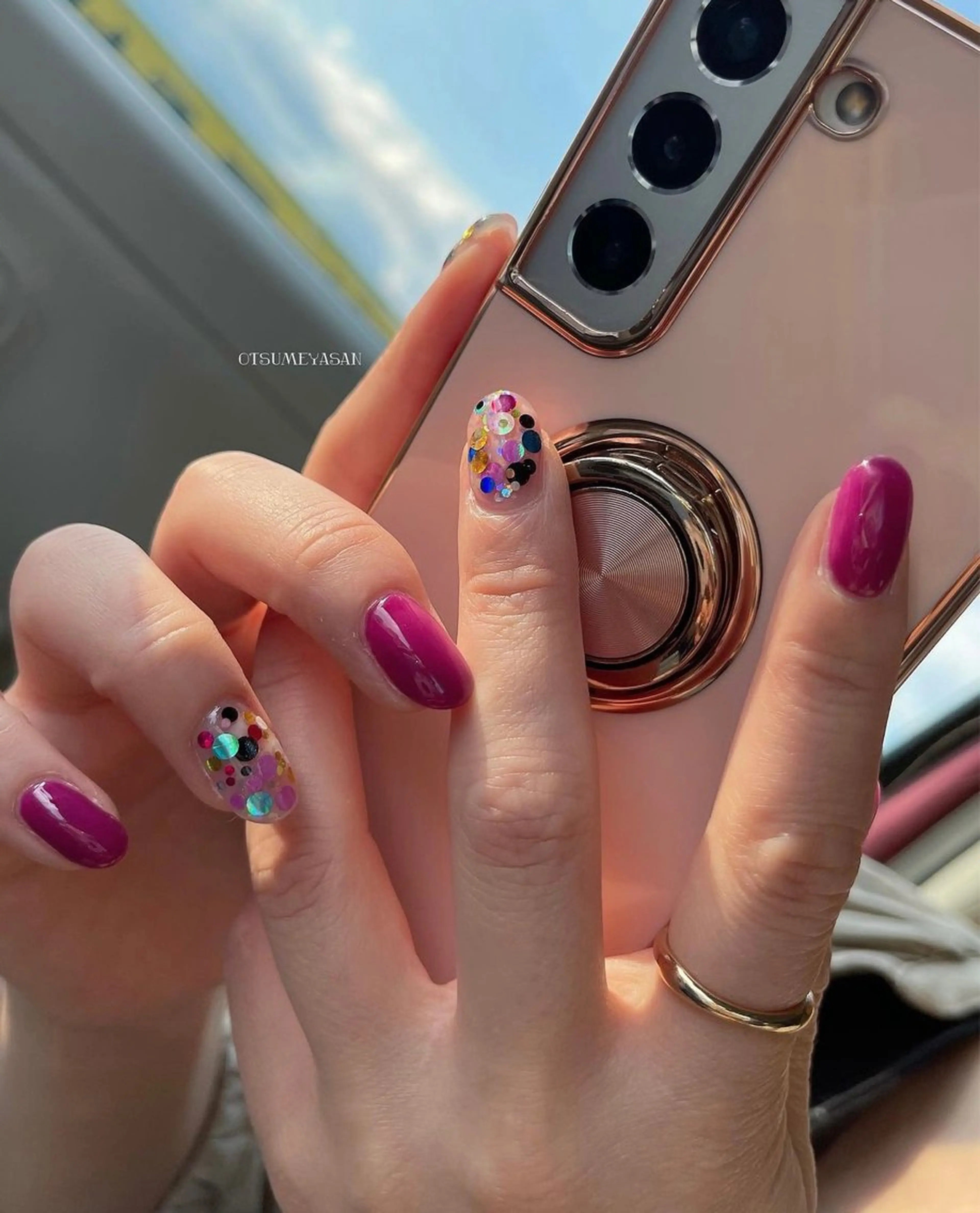 ネイル ブルー ジェルネイル 韓国ネイル マグネットネイル ミラーネイル otsumeyasan所属・わたなべ ちかのネイルデザイン