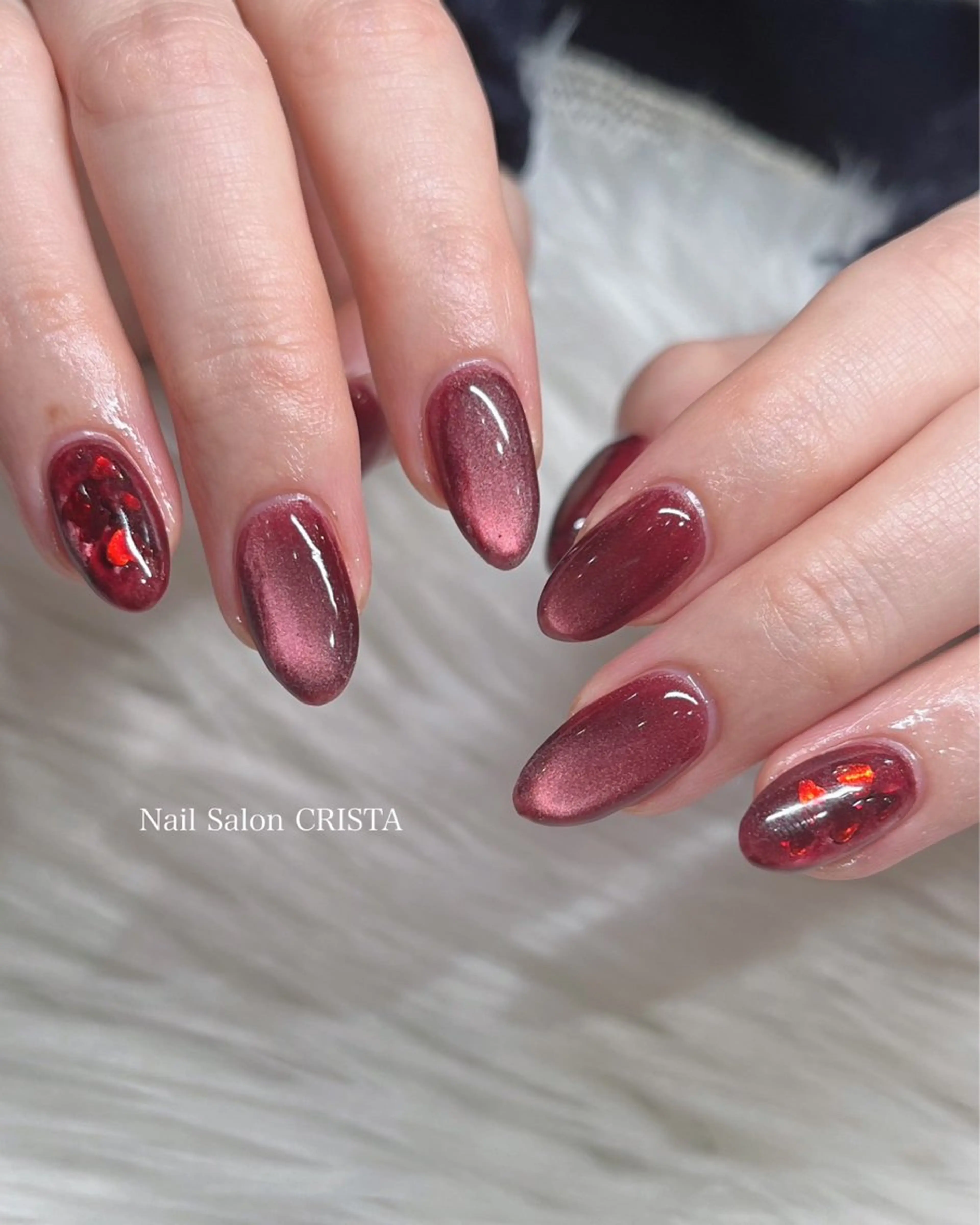 ネイル ジェルネイル パラジェル 赤色 ハンドネイル CRISTA所属・CRISTA MOMOのネイルデザイン