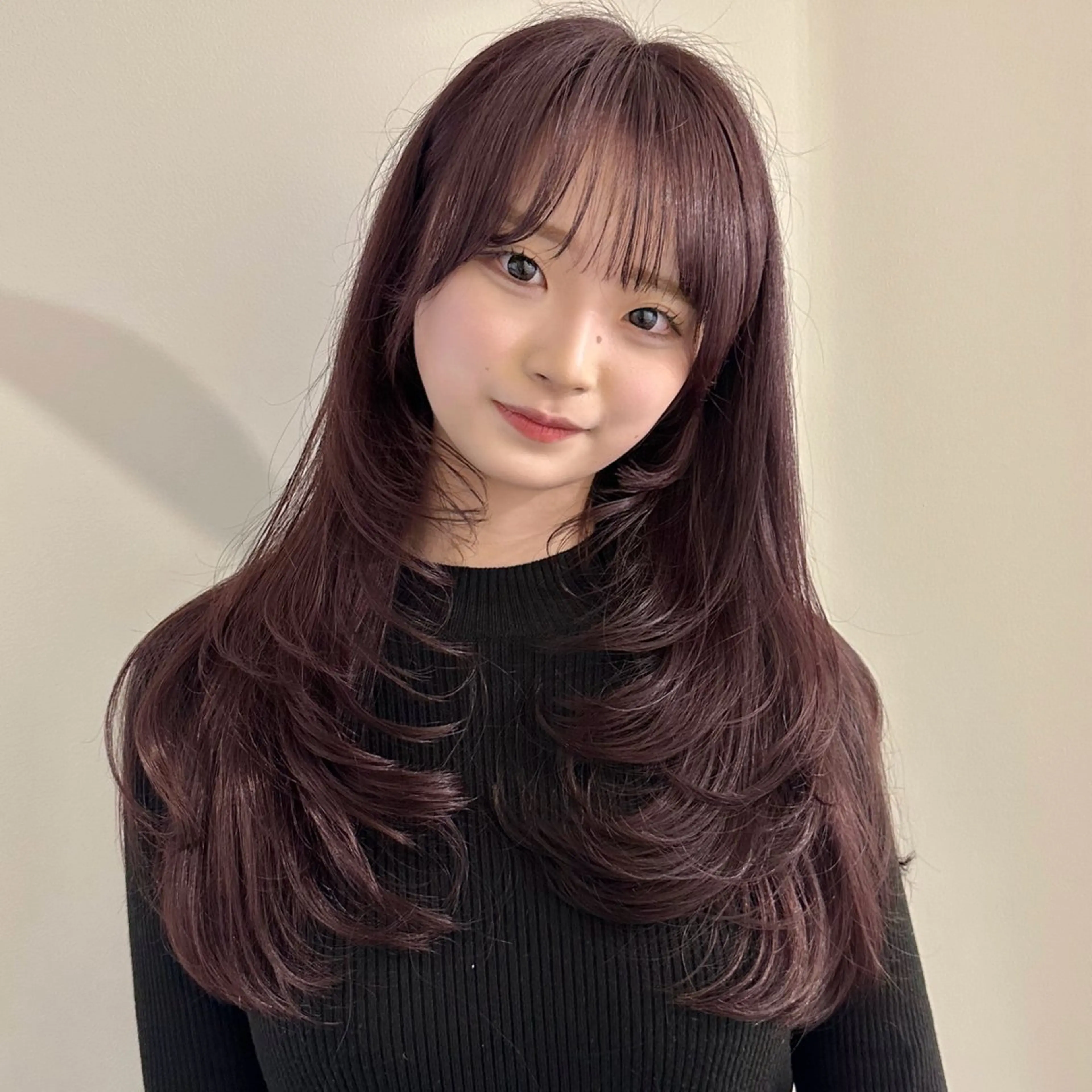 ロング カット ヘアカラー トリートメント 🌹ハッシュカット、 レイヤー韓国ヘア🌹のヘアスタイル