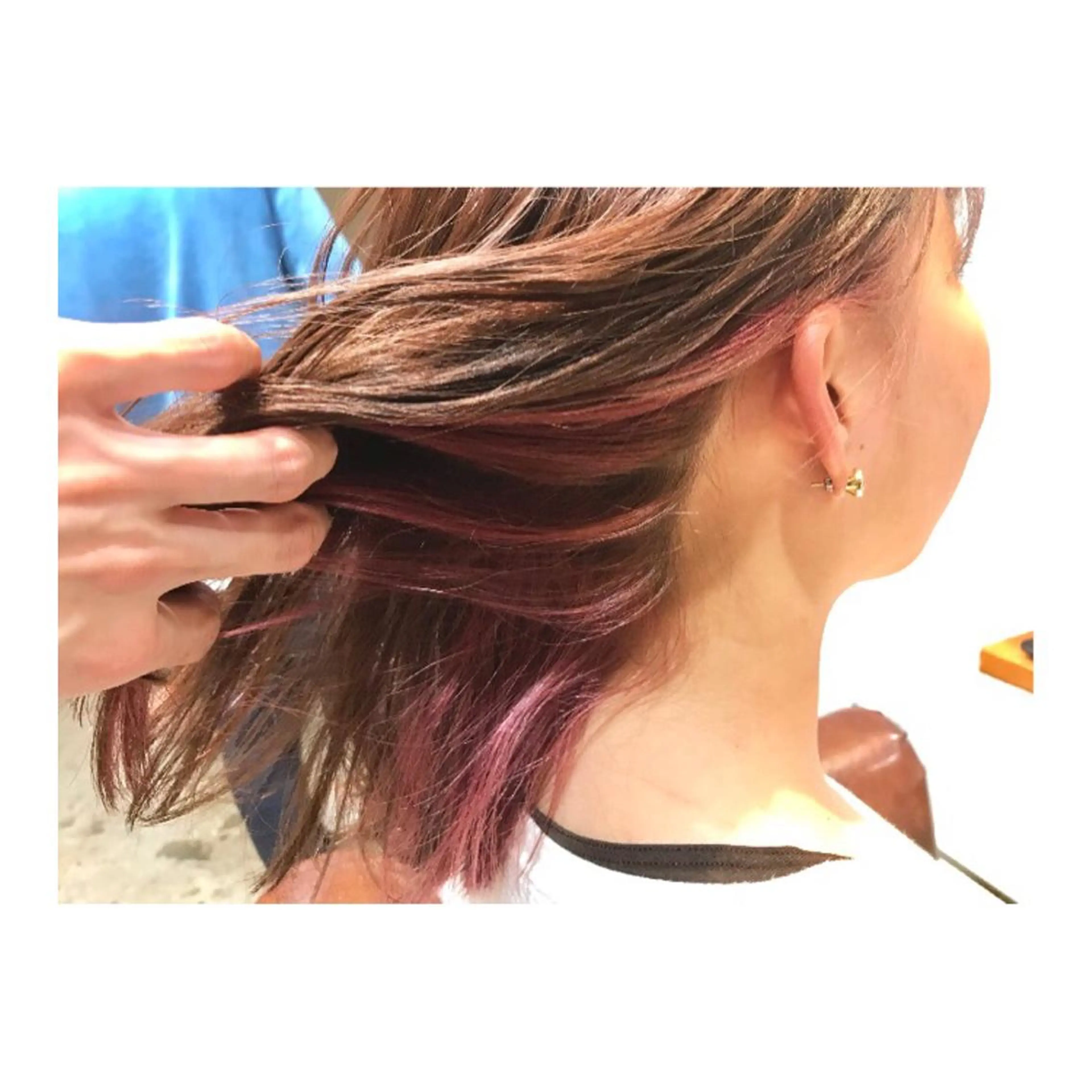 ミディアム カラー ブリーチ ピンクカラー 竹嶌 健吾のヘアスタイル