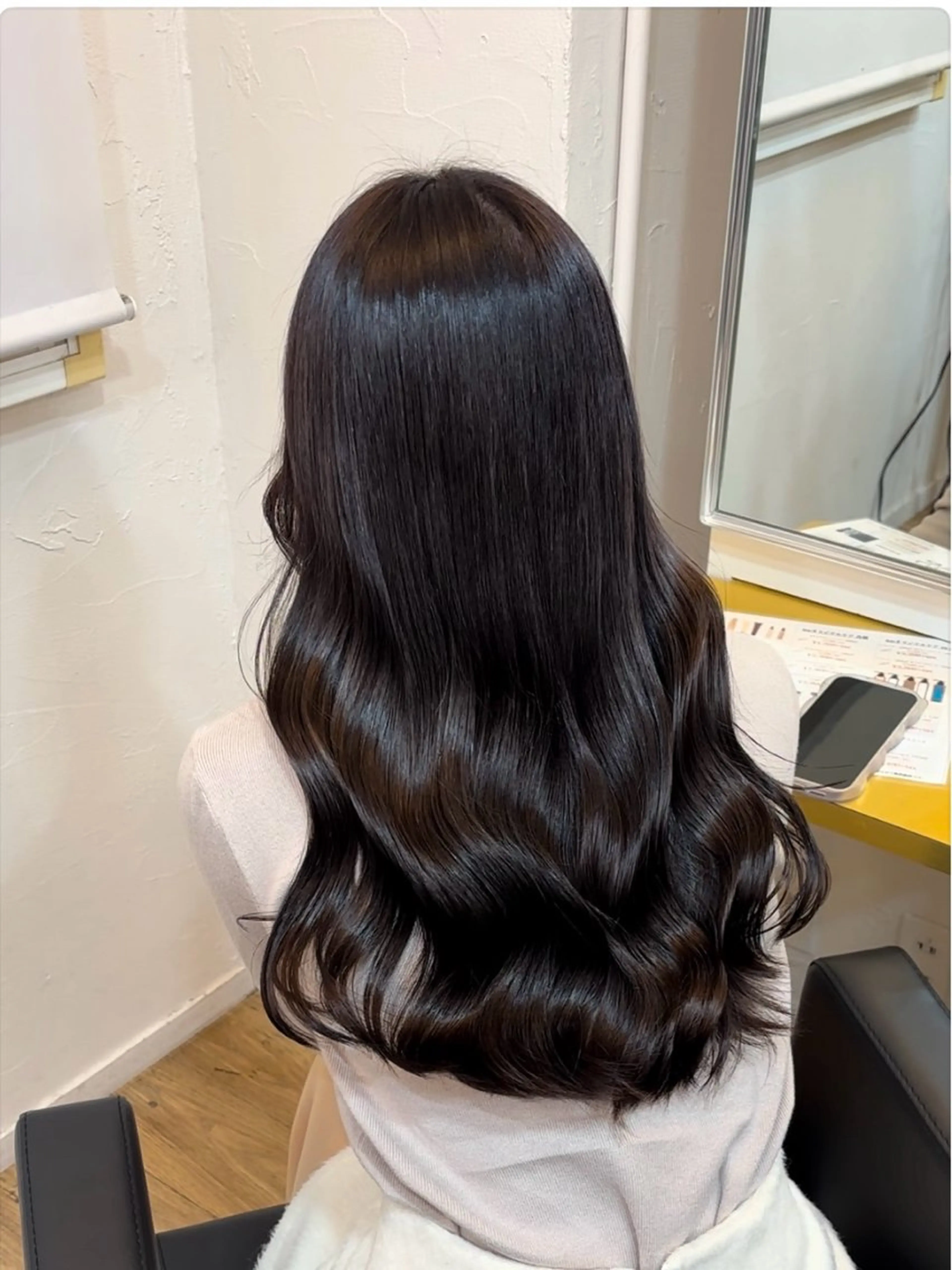 ロング 髪質改善 韓国風ヘア トリートメント ヘアカラー トリートメント シオン/艶髪/ グレージュカラーのヘアスタイル