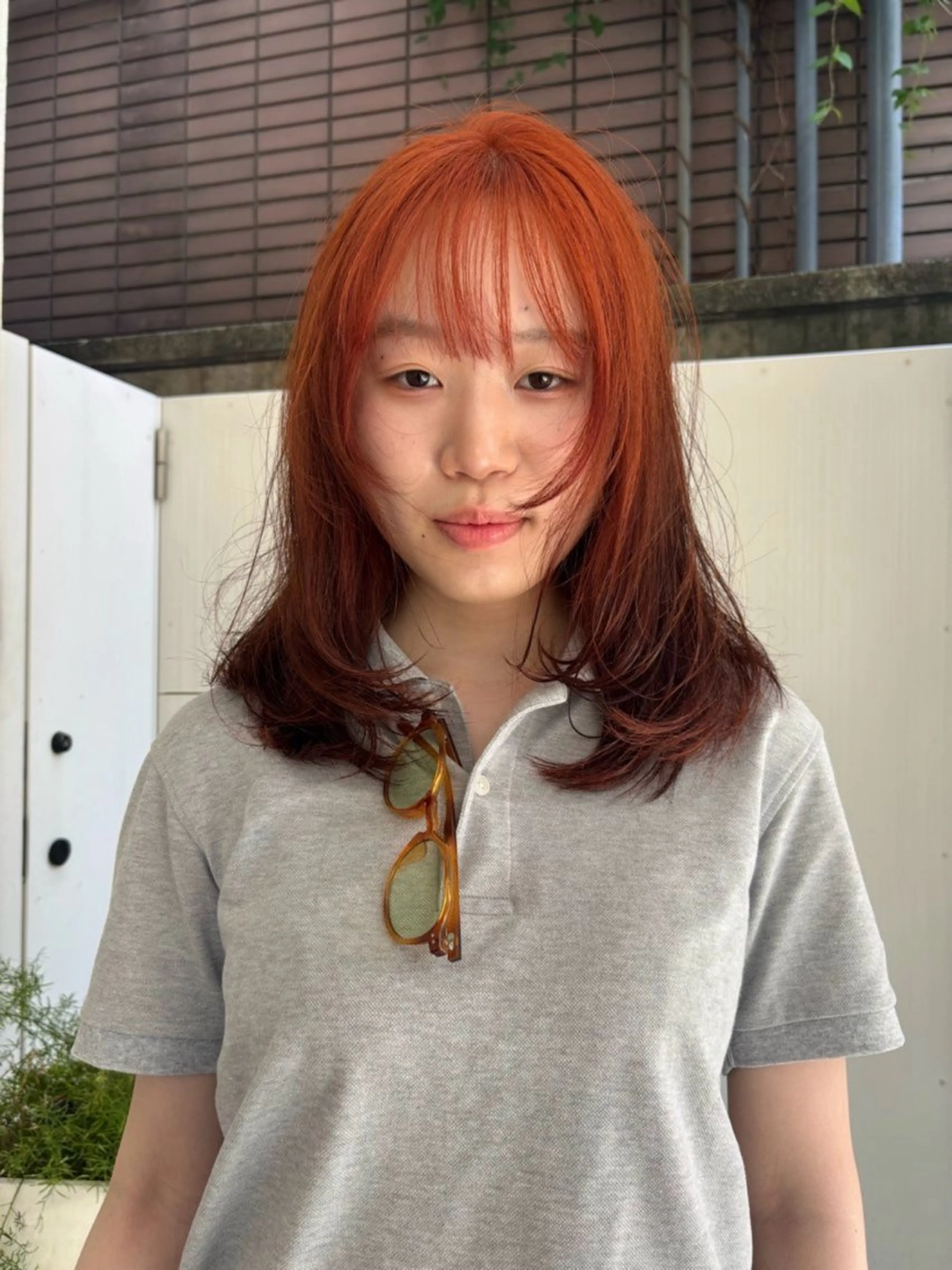 ミディアム カラー ブラウンカラー オレンジ ヘアカラー トリートメント レイヤー/お洒落 🎵ハイトーン/りりのヘアスタイル