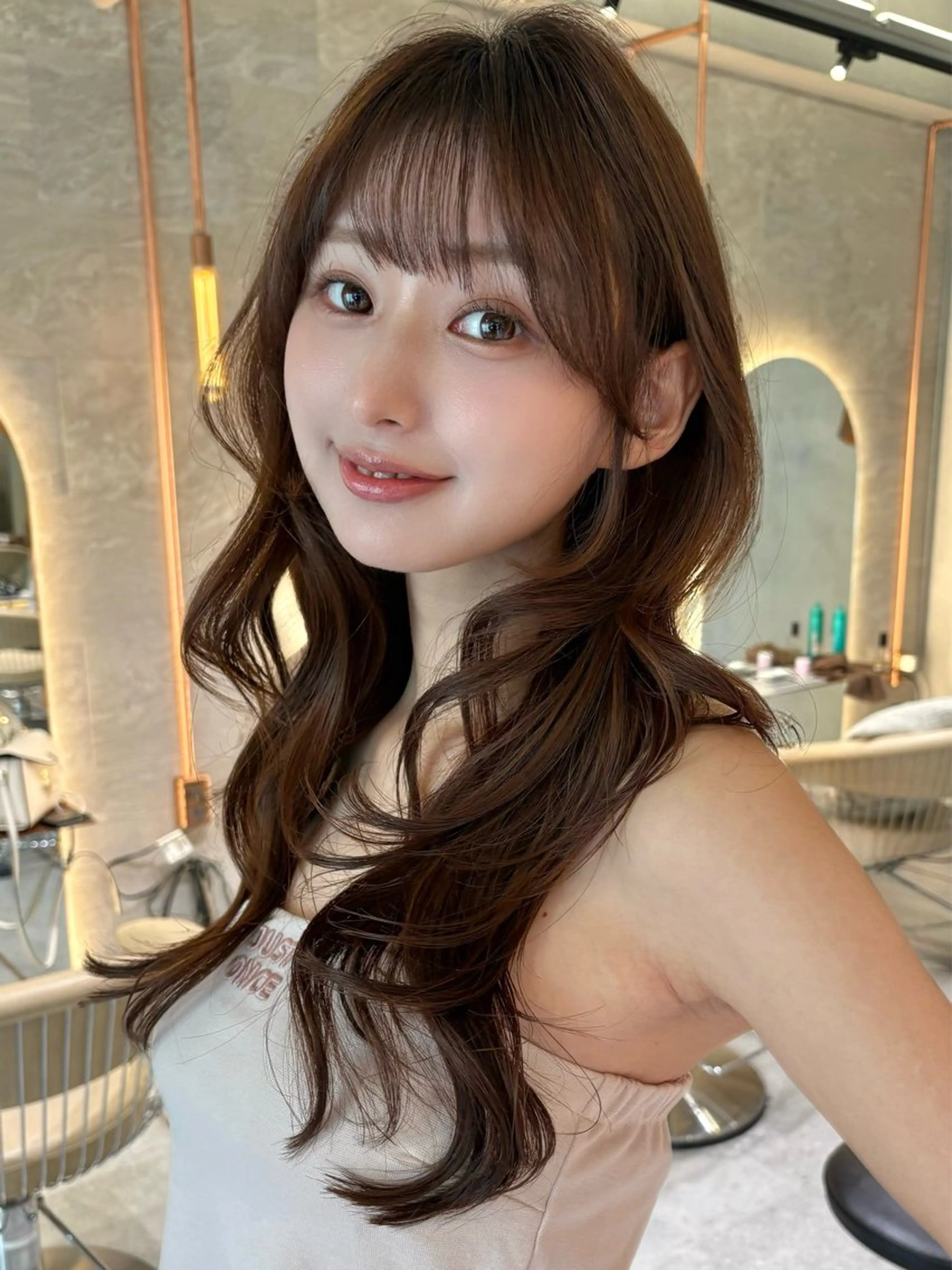 ロング カラー カット ヘアカラー トリートメント 髪質改善　ANFINI 仙台所属・仙台Ｉ韓国レイヤー Ｉ髪質改善Ｉ伊藤拓海のヘアスタイル