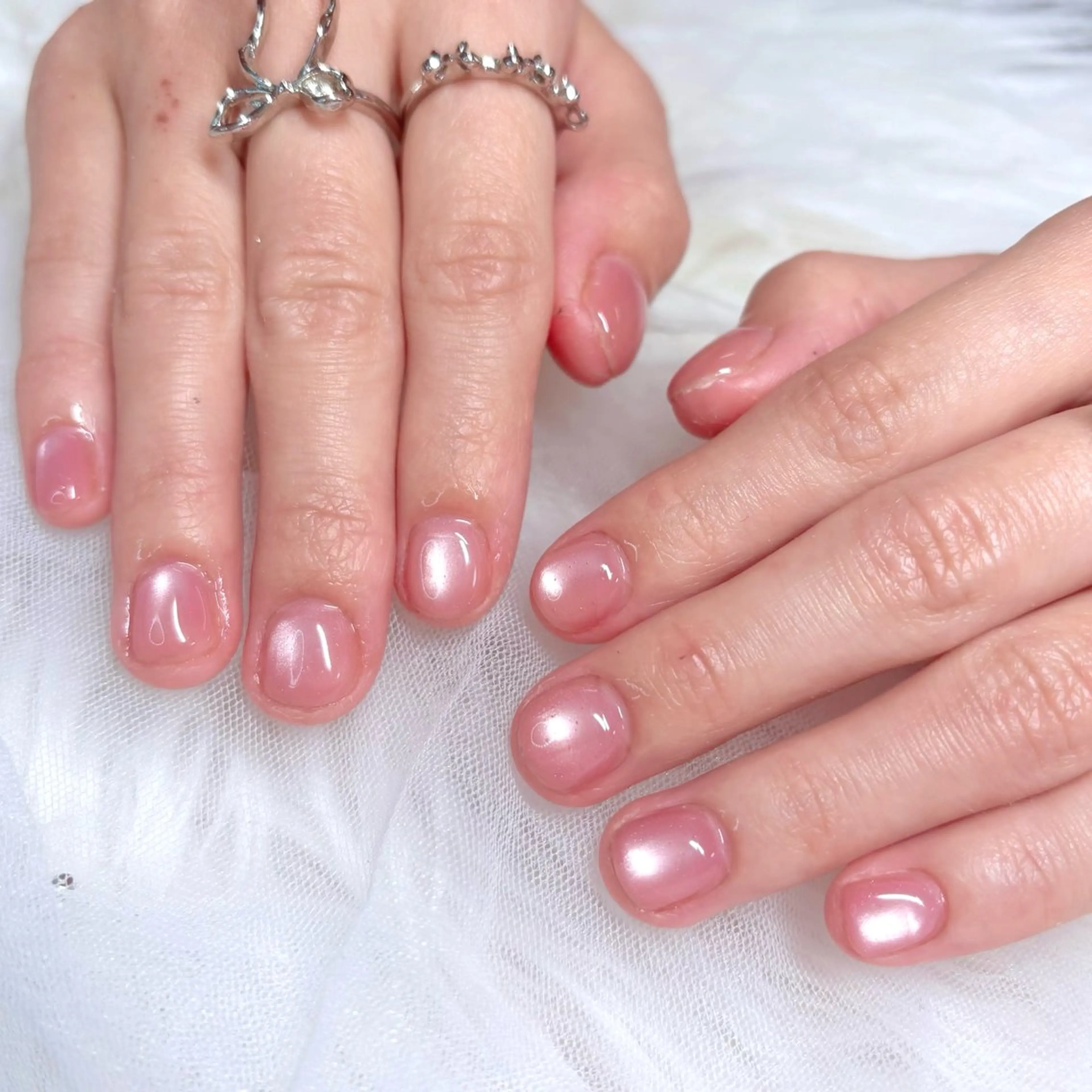 ネイル マグネットネイル ピンク ハンドネイル Noix nailのネイルデザイン