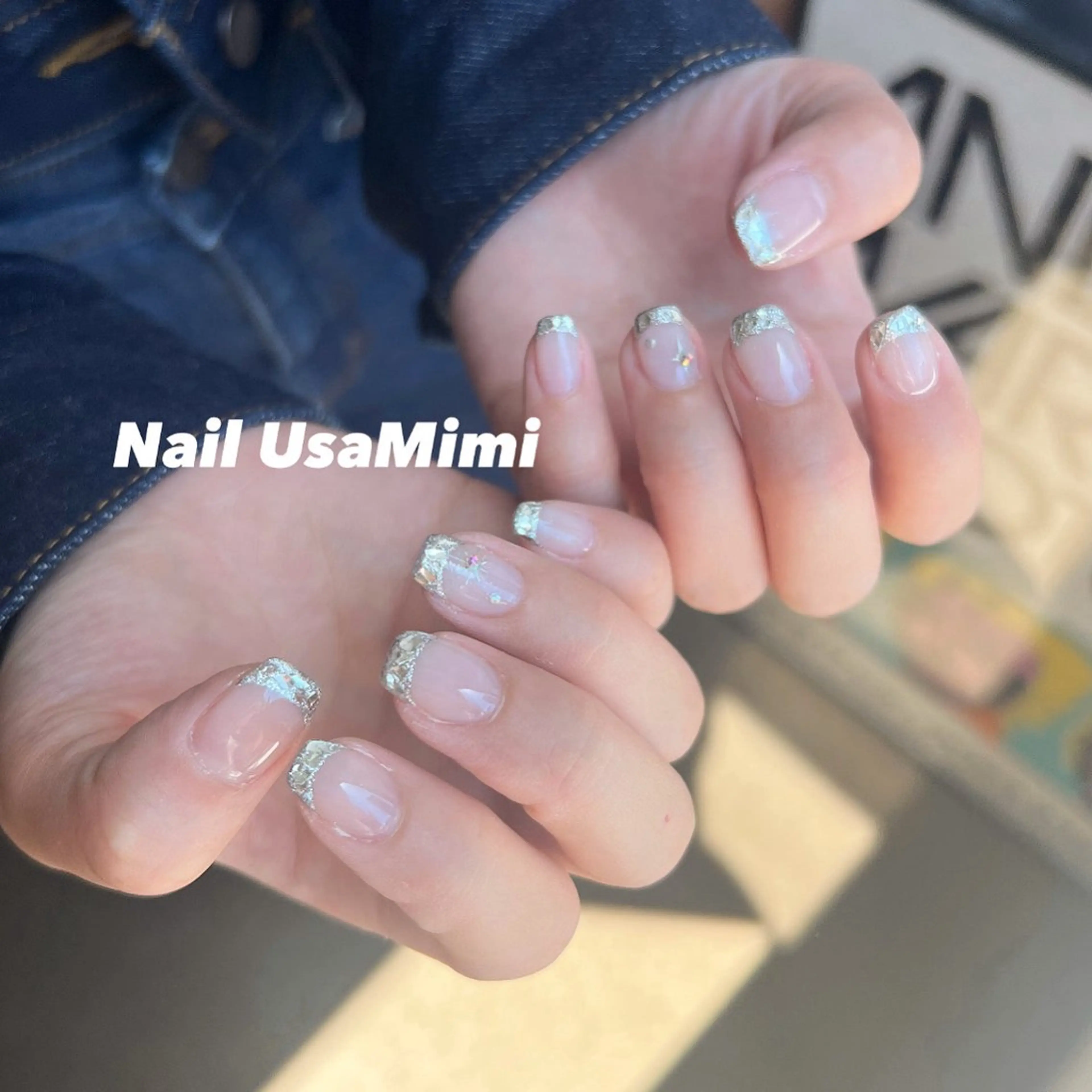 ネイル フレンチネイル ジェルネイル ガラスフレンチ 韓国ネイル マグネットネイル 本町NailUsa Mimi RIKOのネイルデザイン