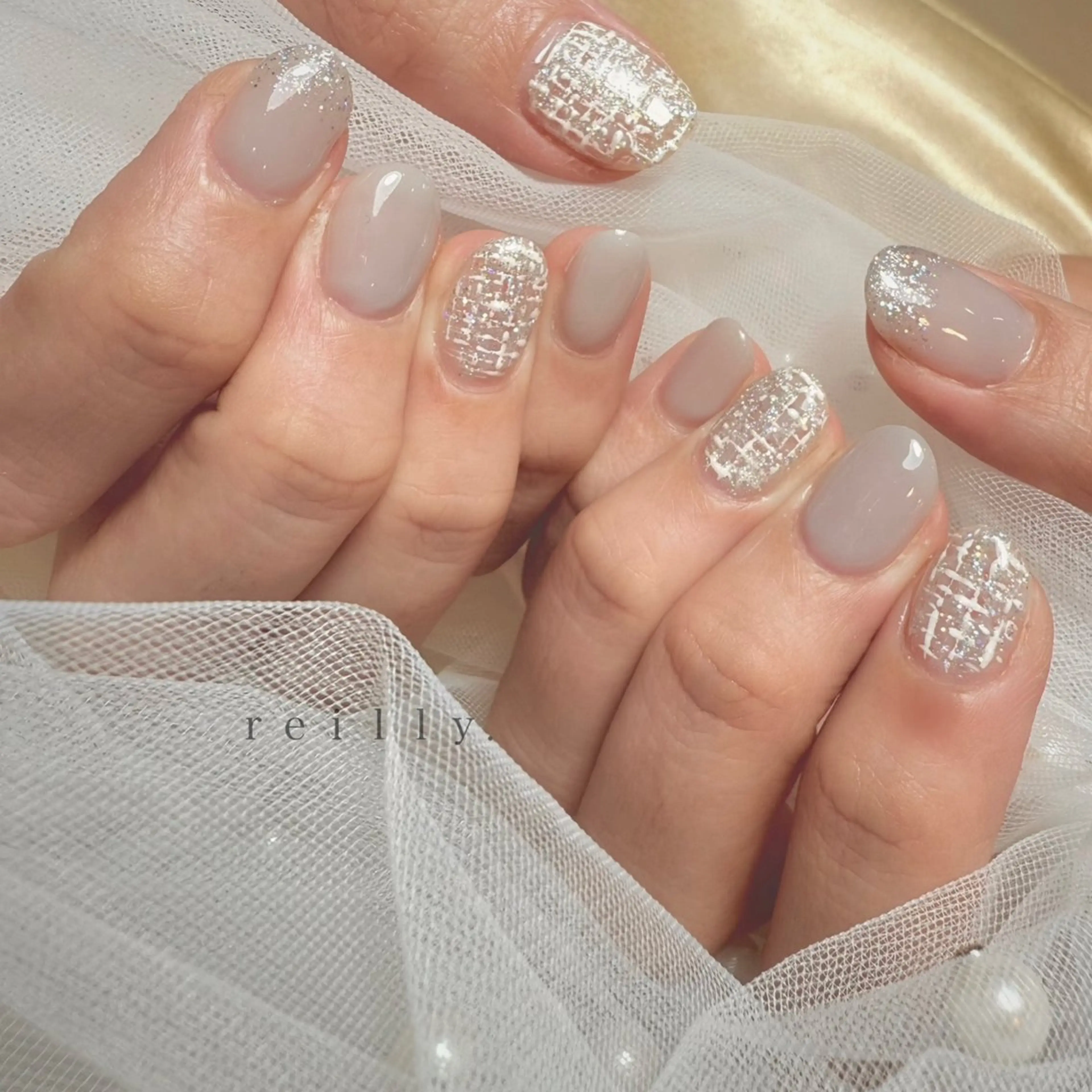ネイル ブラウン ジェルネイル ニュアンスネイル オフィスネイル ぷっくりネイル Reilly nail.所属・Reillynail レイリーネイルのネイルデザイン