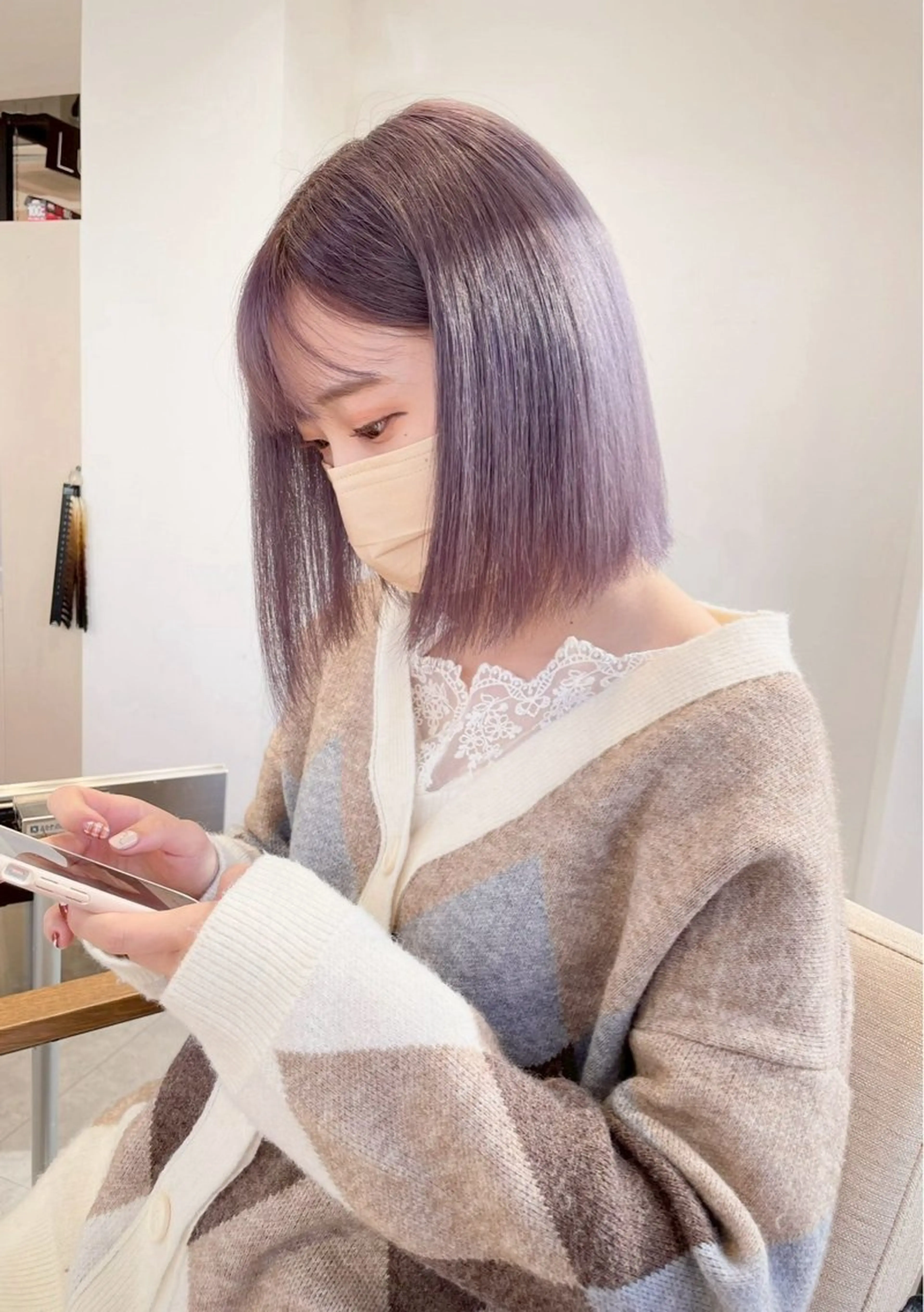 ミディアム カラー ヘアカラー ホワイトカラー/梅田 ハイトーン/しんのヘアスタイル