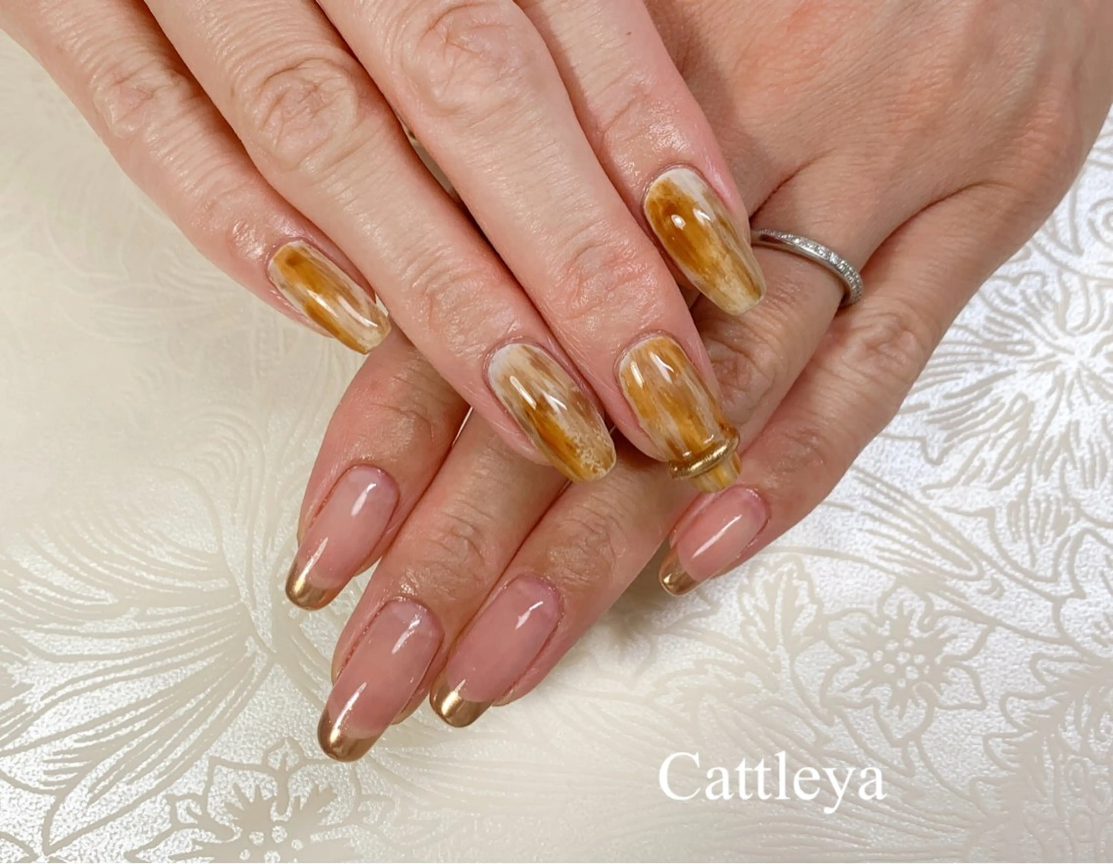 ネイル アートネイル フレンチネイル ミラーネイル ニュアンスネイル Cattleya カトレアのネイルデザイン