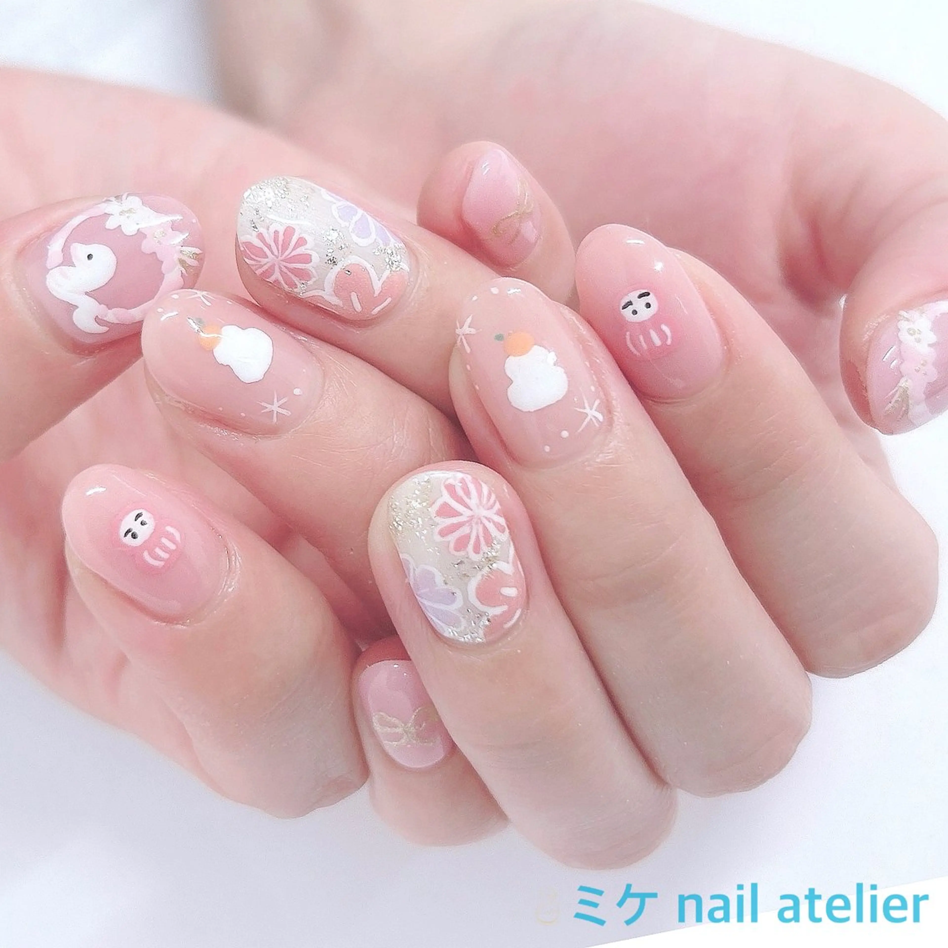 ネイル ジェルネイル ワンカラーネイル ピンク 冬ネイル ハンドネイル h. rikaのネイルデザイン