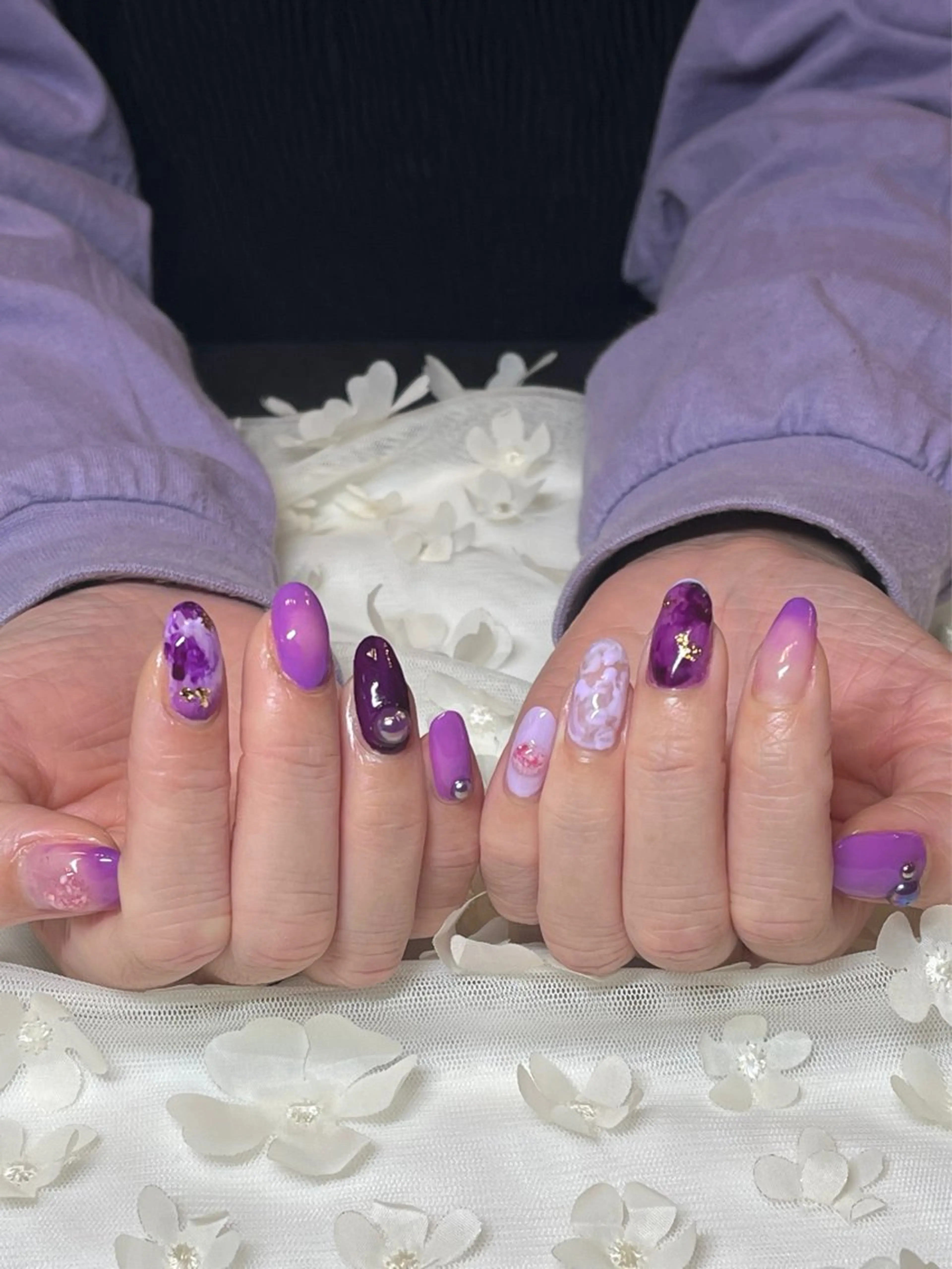 ネイル ニュアンスネイル パープル ハンドネイル GARDEN GELのネイルデザイン