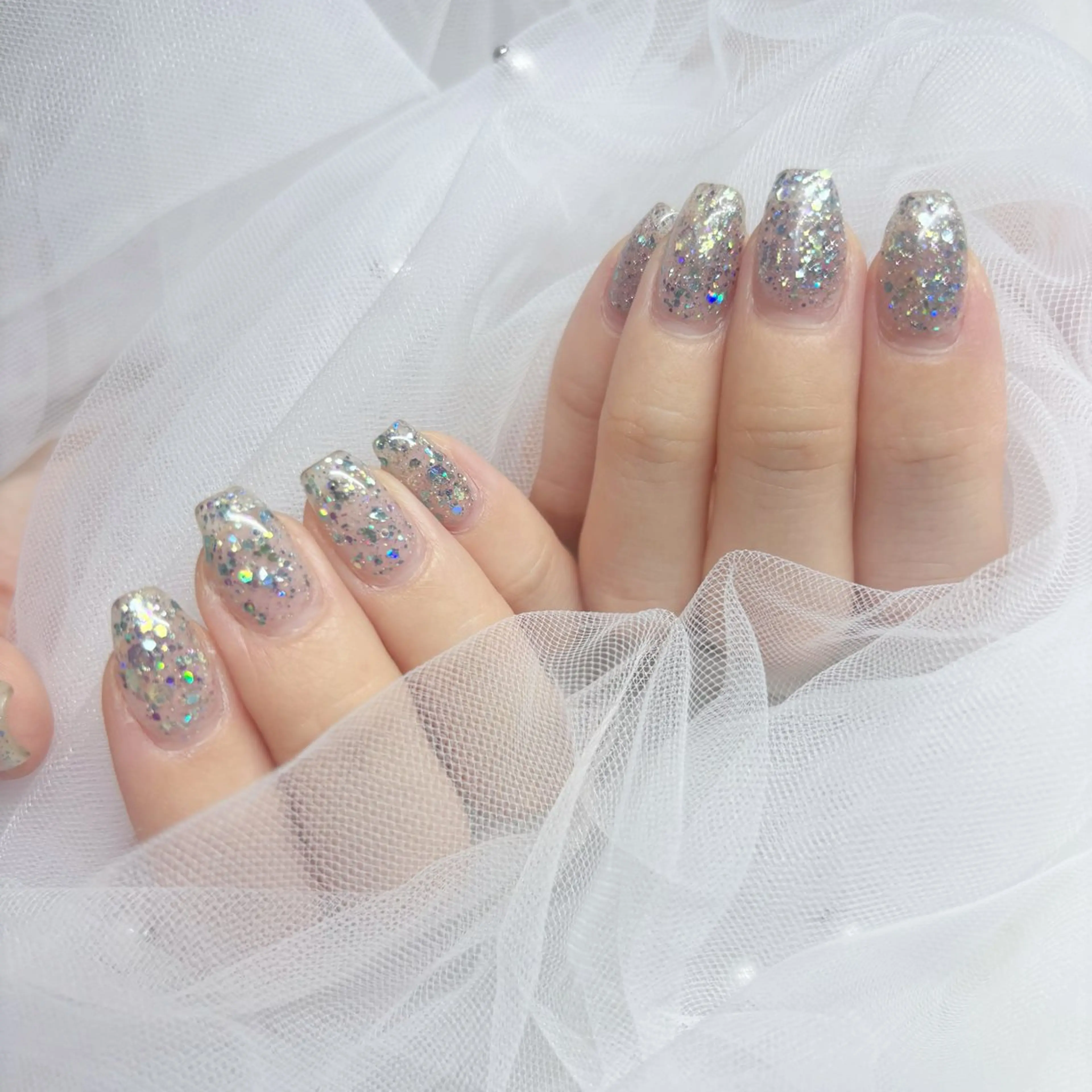 ネイル キラキラネイル ラメ(グリッター) シンプルネイル スクエアネイル 夏ネイル ハンドネイル Yappy kurumiのネイルデザイン