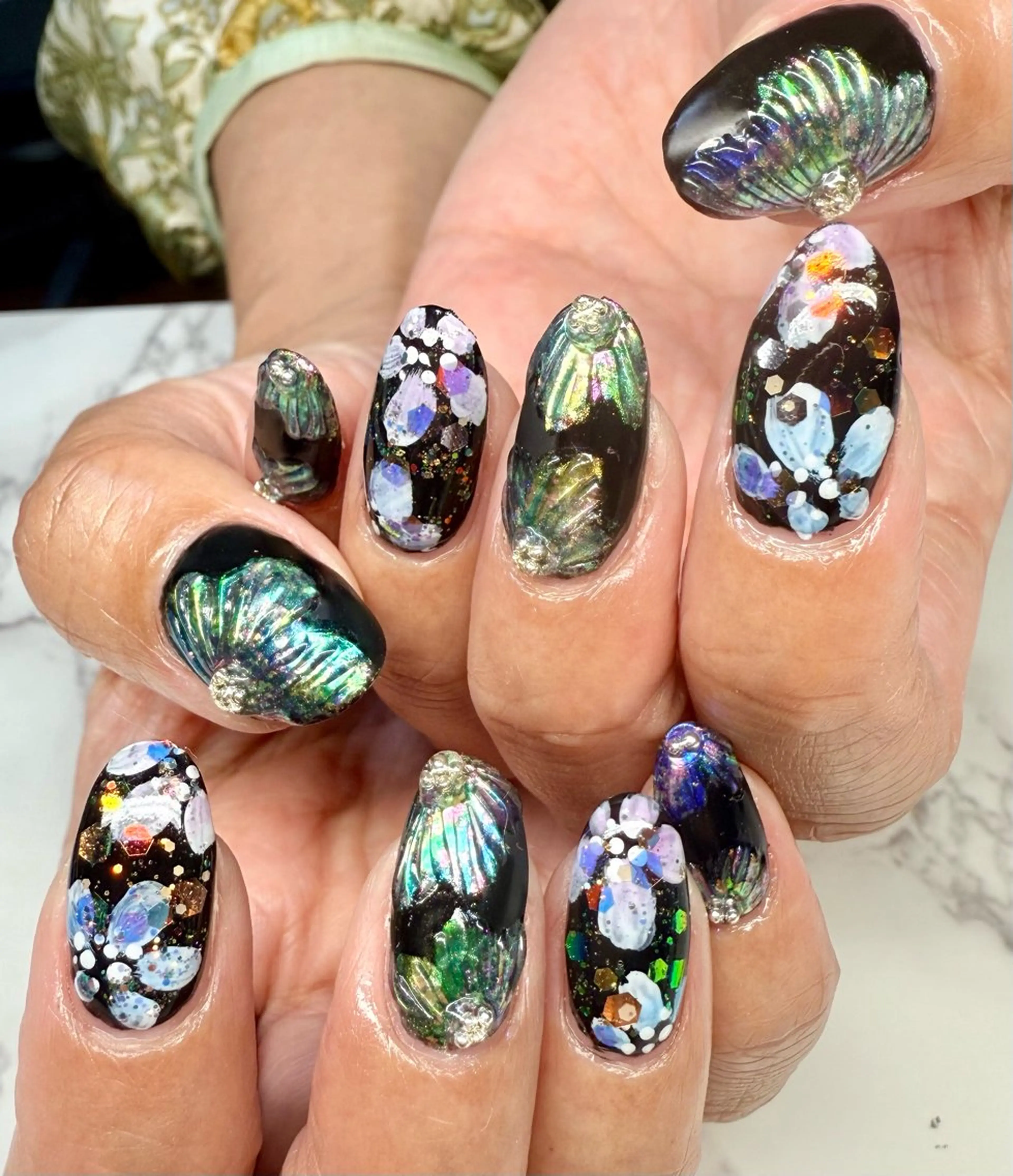 ネイル アートネイル チークネイル フレンチネイル 氷ネイル・うるうるネイル キラキラネイル M.N_ nailのネイルデザイン