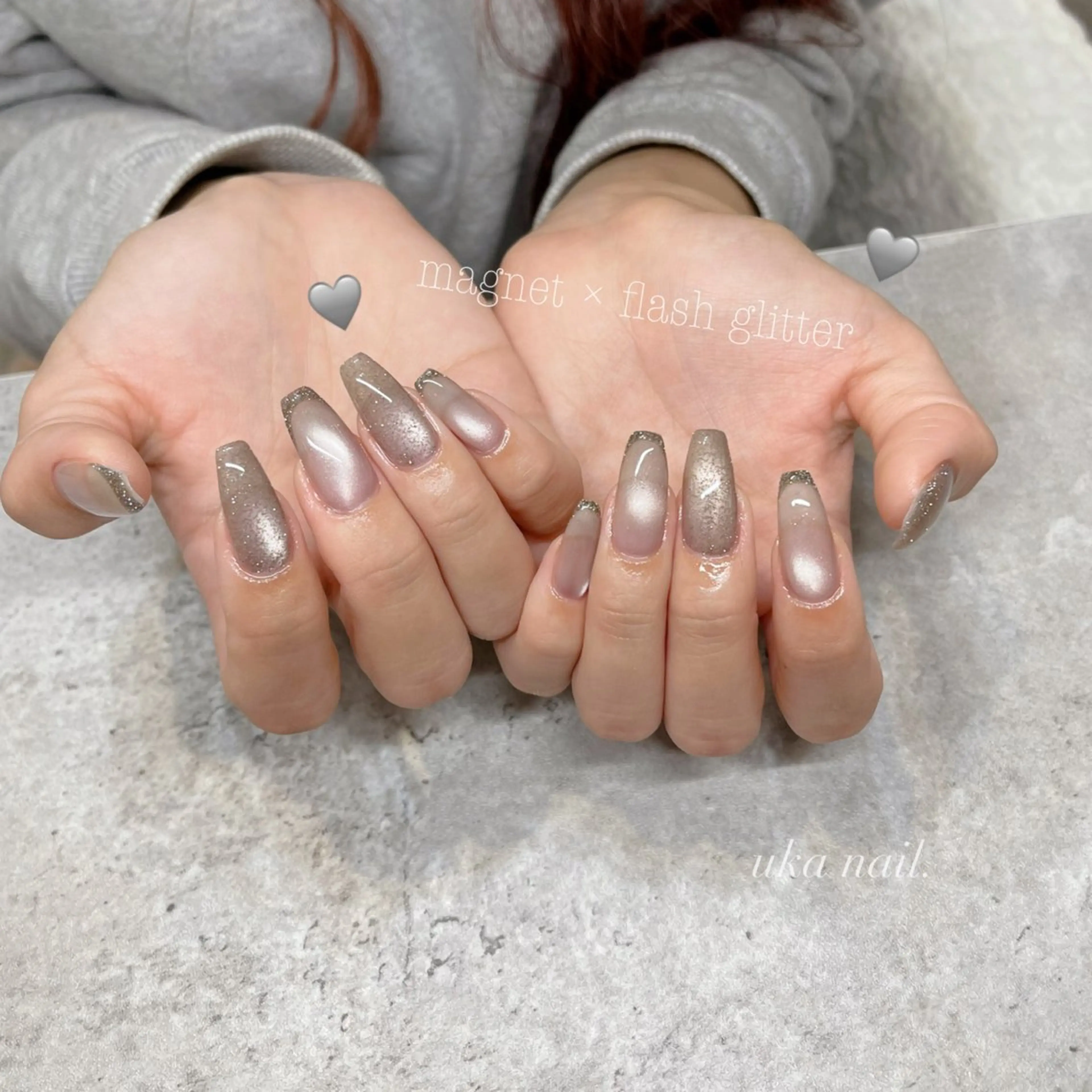ネイル フラッシュネイル ジェルネイル ラメ(グリッター) マグネットネイル uka nailのネイルデザイン
