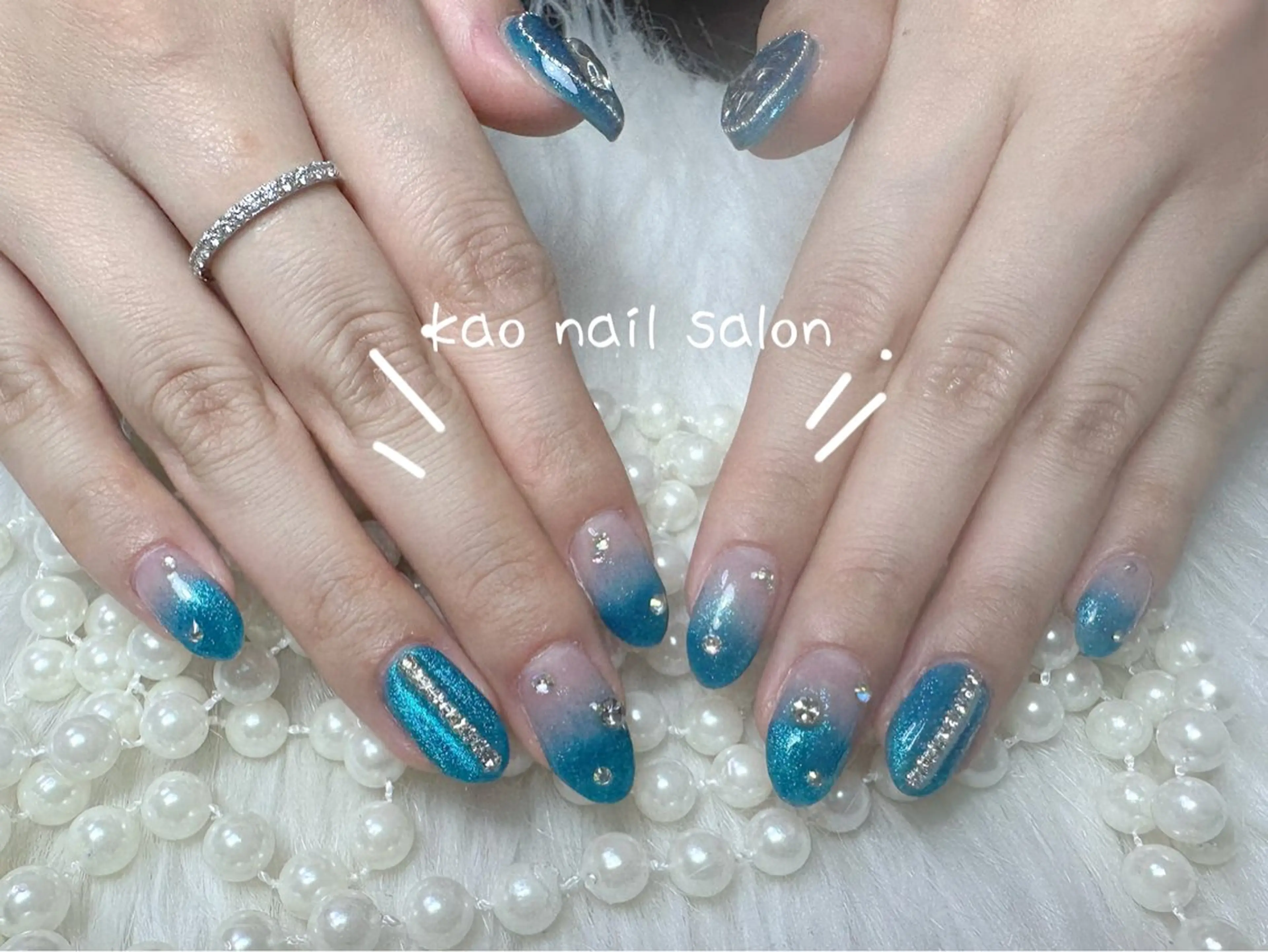 ネイル チークネイル 長さ出し フレンチネイル ジェルネイル ガラスフレンチ ハンドネイル kao nail マグネット/長さだしのネイルデザイン