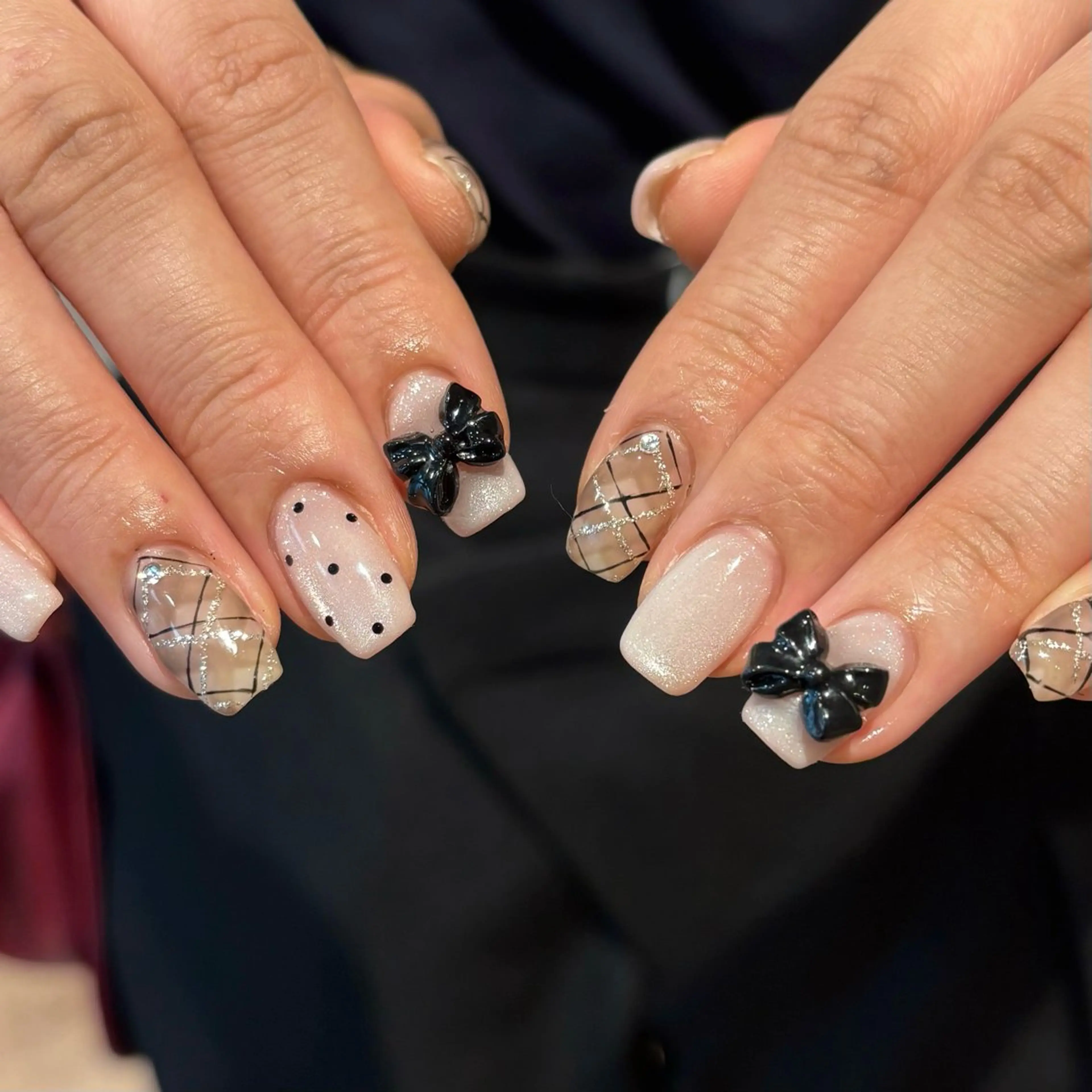 ネイル ドット 長さ出し ジェルネイル 氷ネイル・うるうるネイル キラキラネイル Bianca名駅店 安田のネイルデザイン