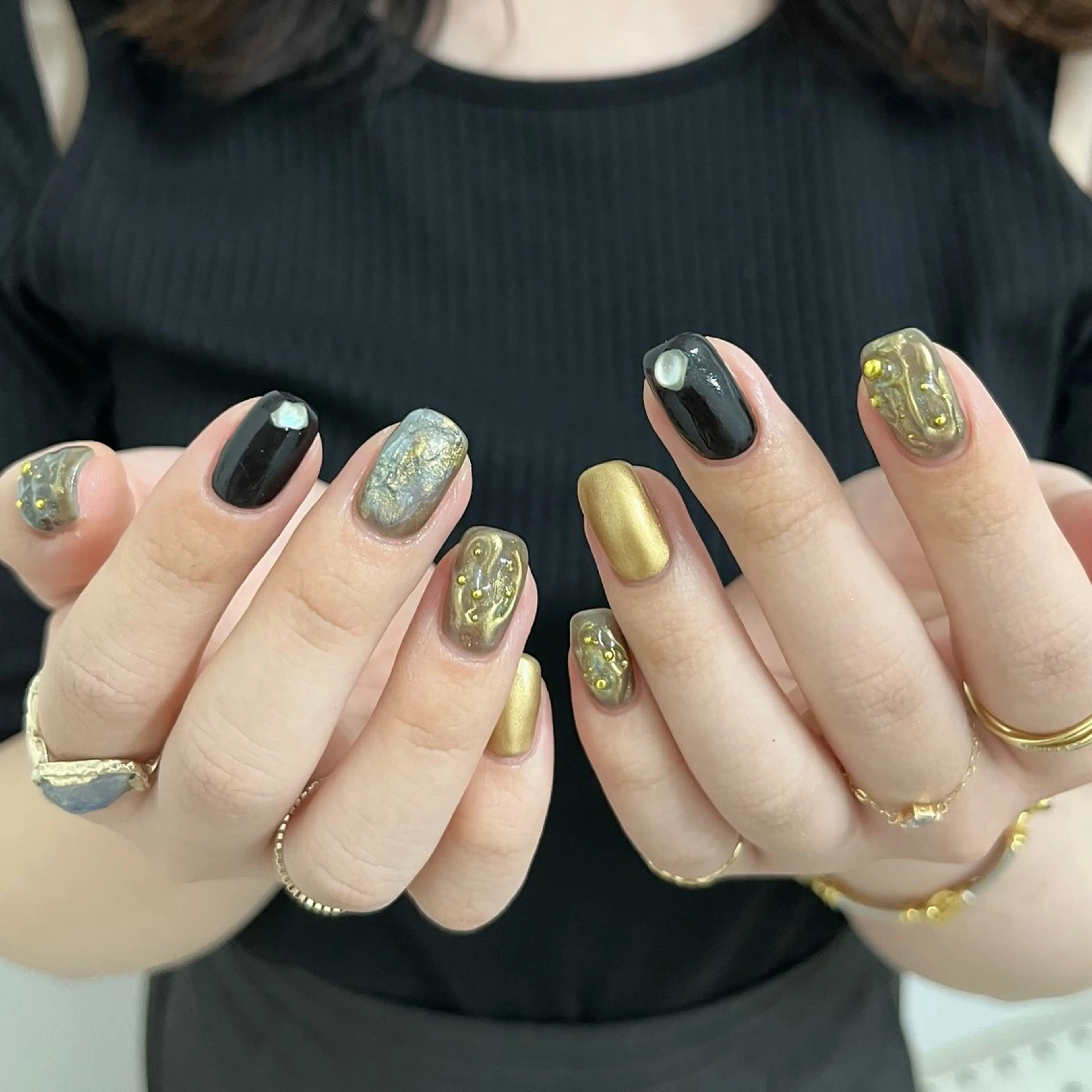 ネイル グリーン ハンドネイル vegh.所属・vegh. nail／阿波座のネイルデザイン