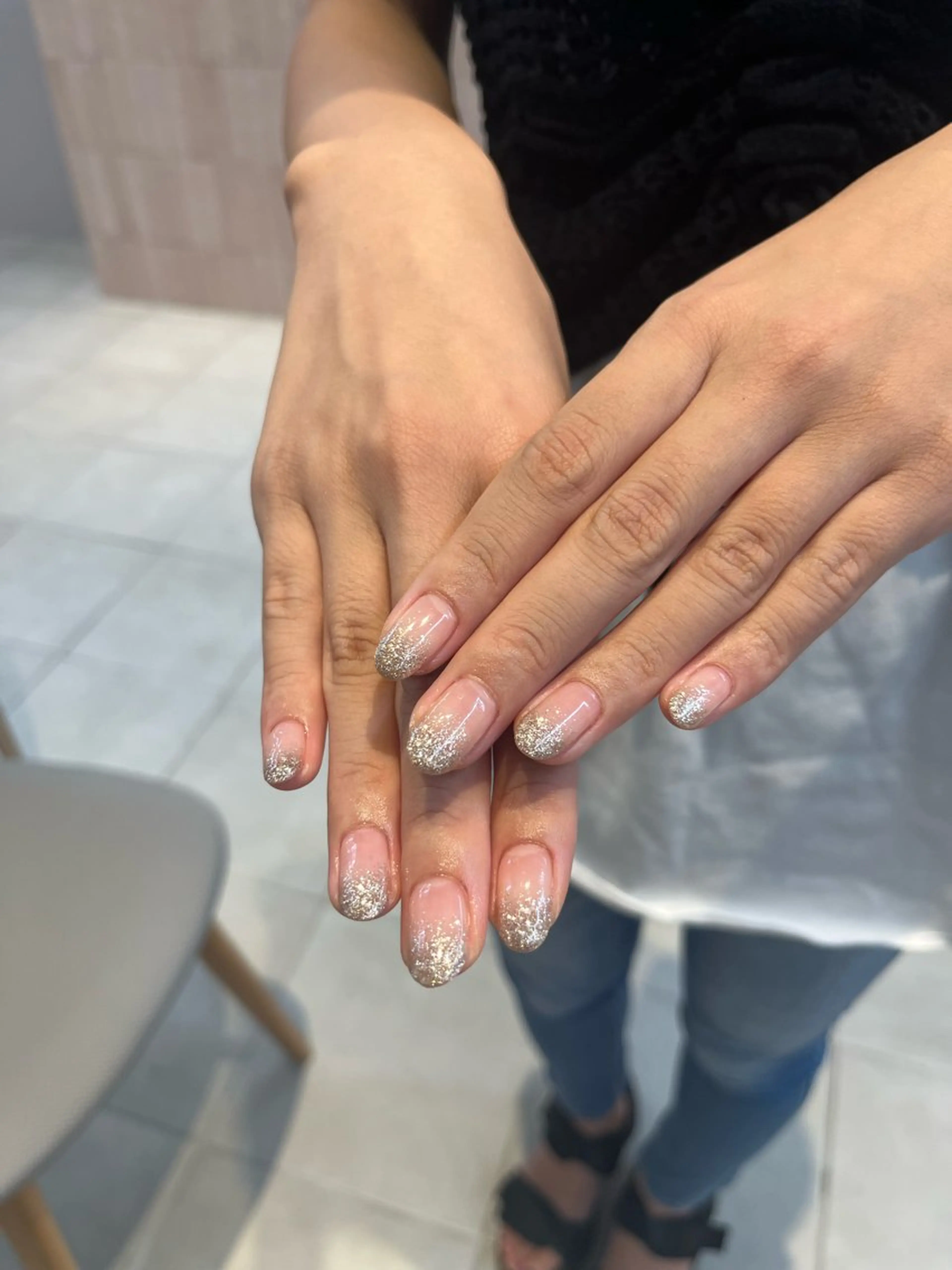 ネイル ゴールド グラデーション ラメ(グリッター) deg゜ renaのネイルデザイン