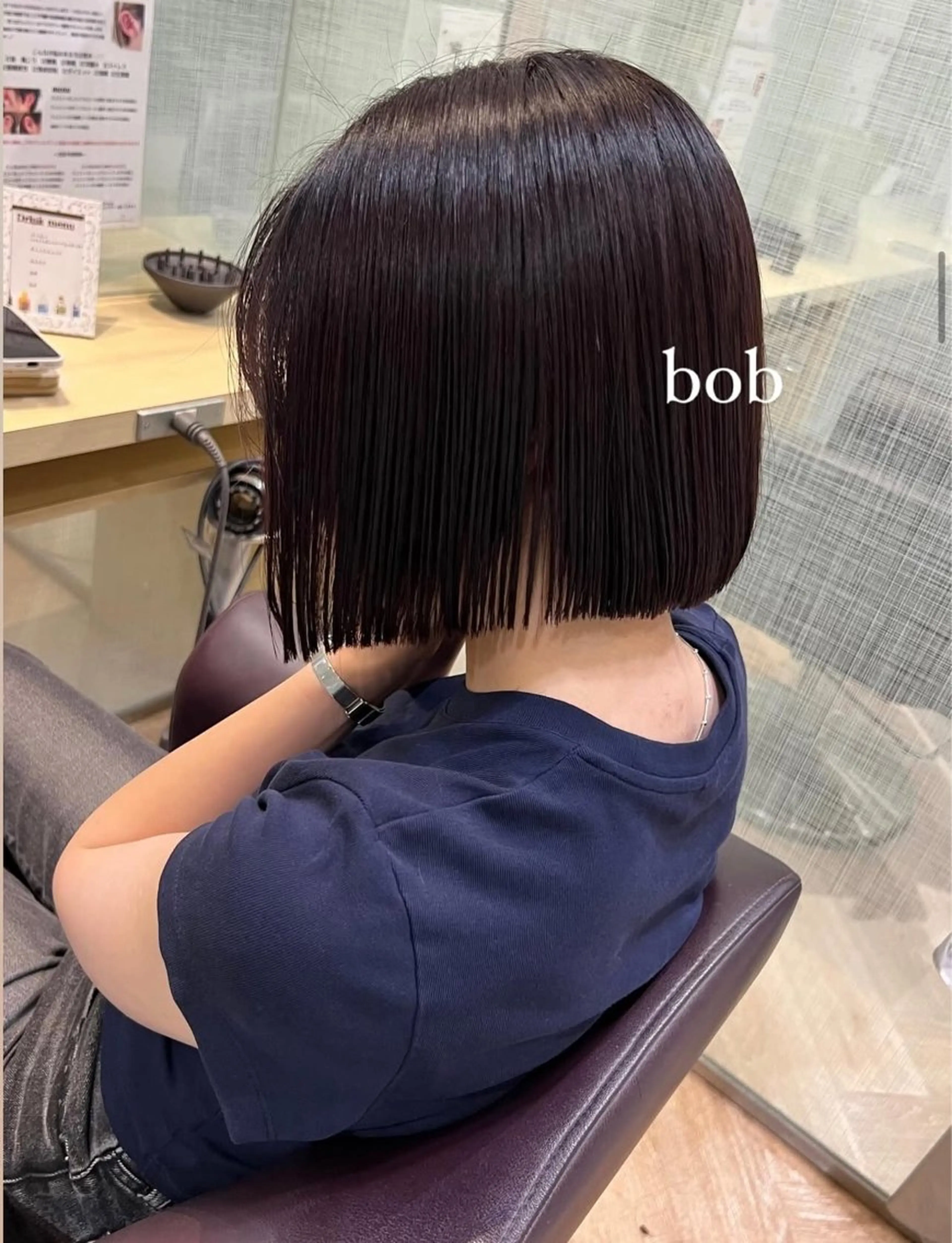 ショート ボブ 酸性ストレート カット 縮毛矯正 加納千華 /ボブ/ぱつっとボブのヘアスタイル