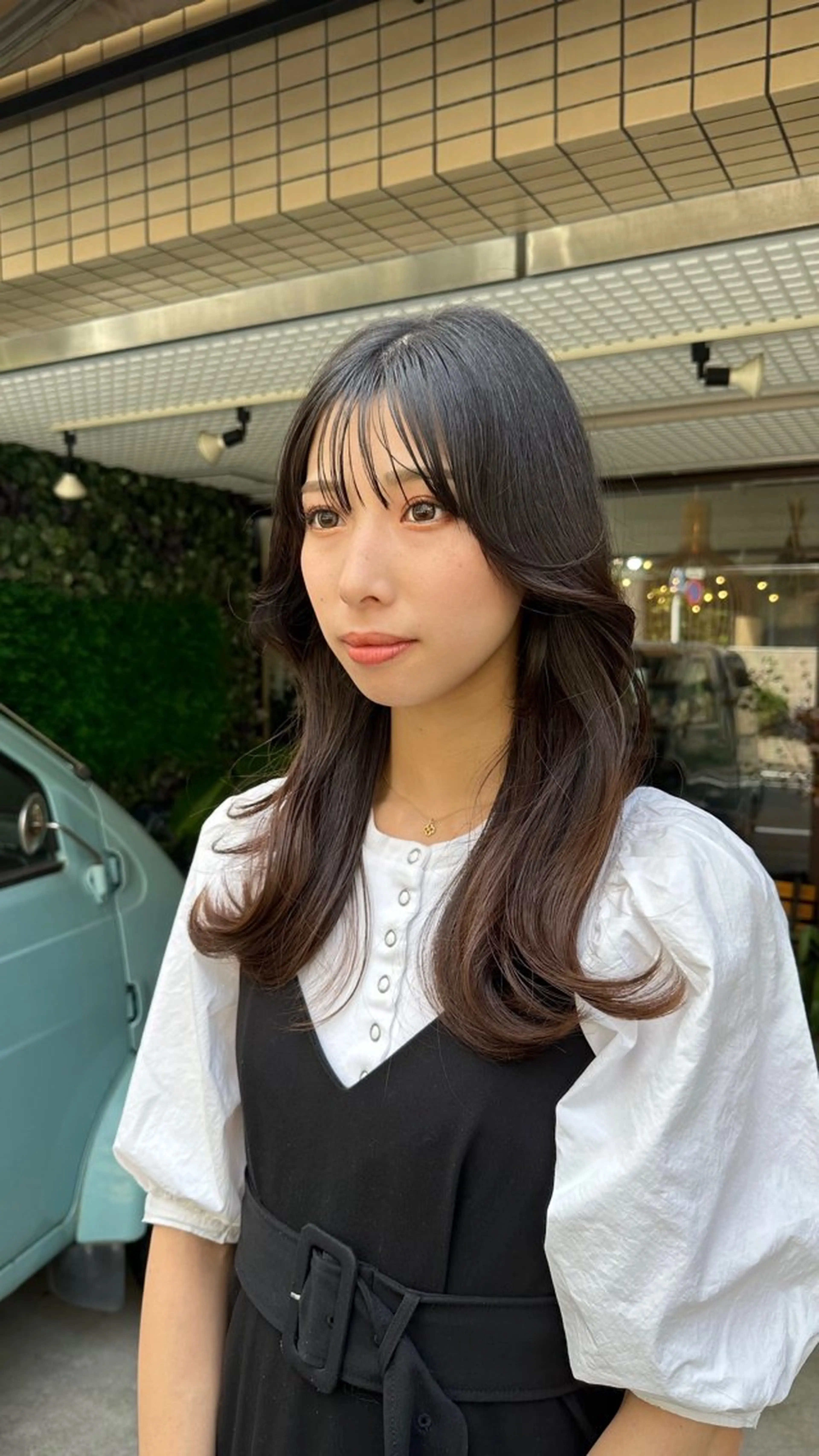 ロング ボブ くびれヘア 顔まわりレイヤー 顔周りカット ヨシンモリ カット トリートメント フリーランス所属・韓国ヘア レイヤー くびれヘアMATSUのヘアスタイル