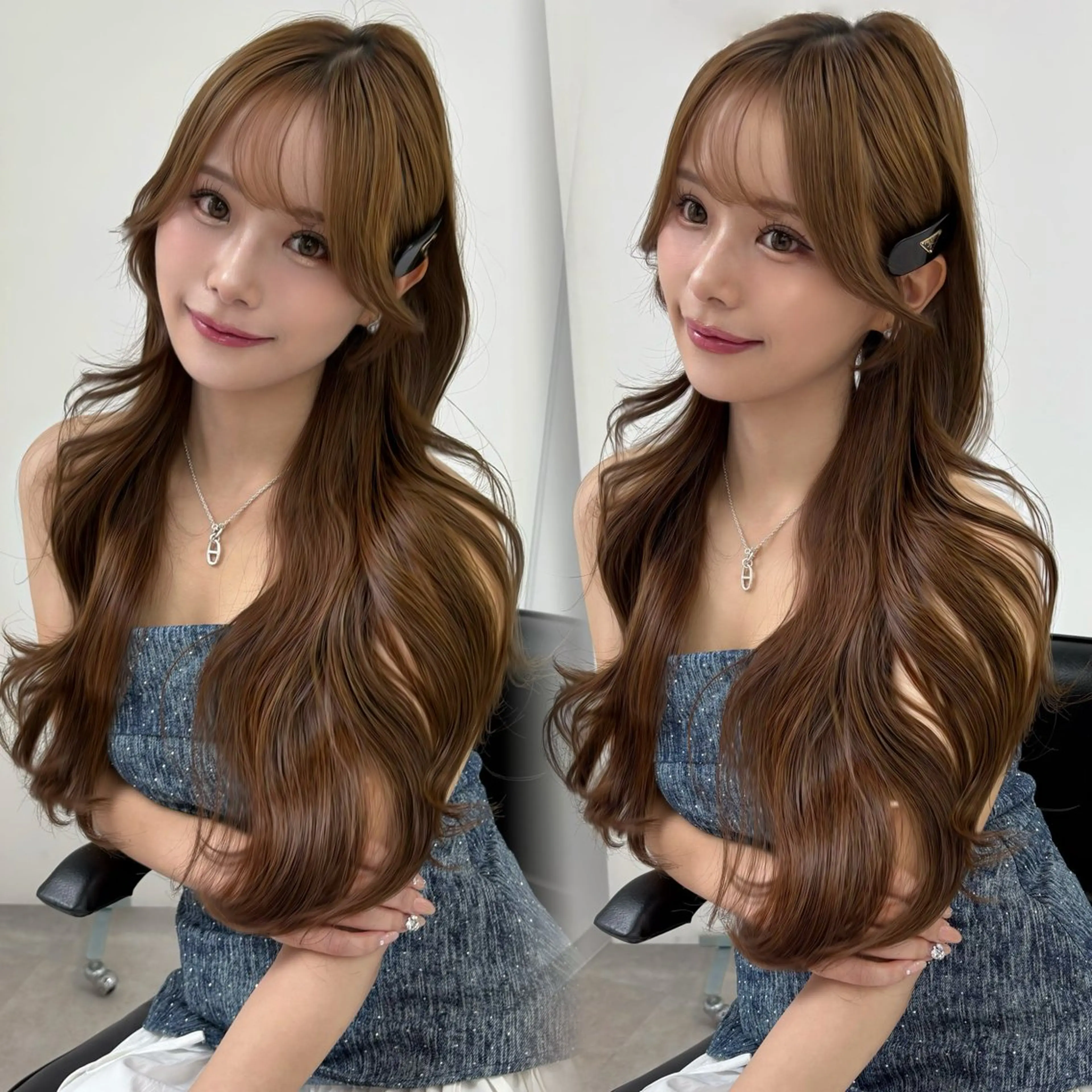 ロング カラー ブリーチ ブリーチなしカラー レイヤーカット ロング ヘアカラー 上品韓国ヘア🩶艶髪 🩶渋谷/aoiのヘアスタイル