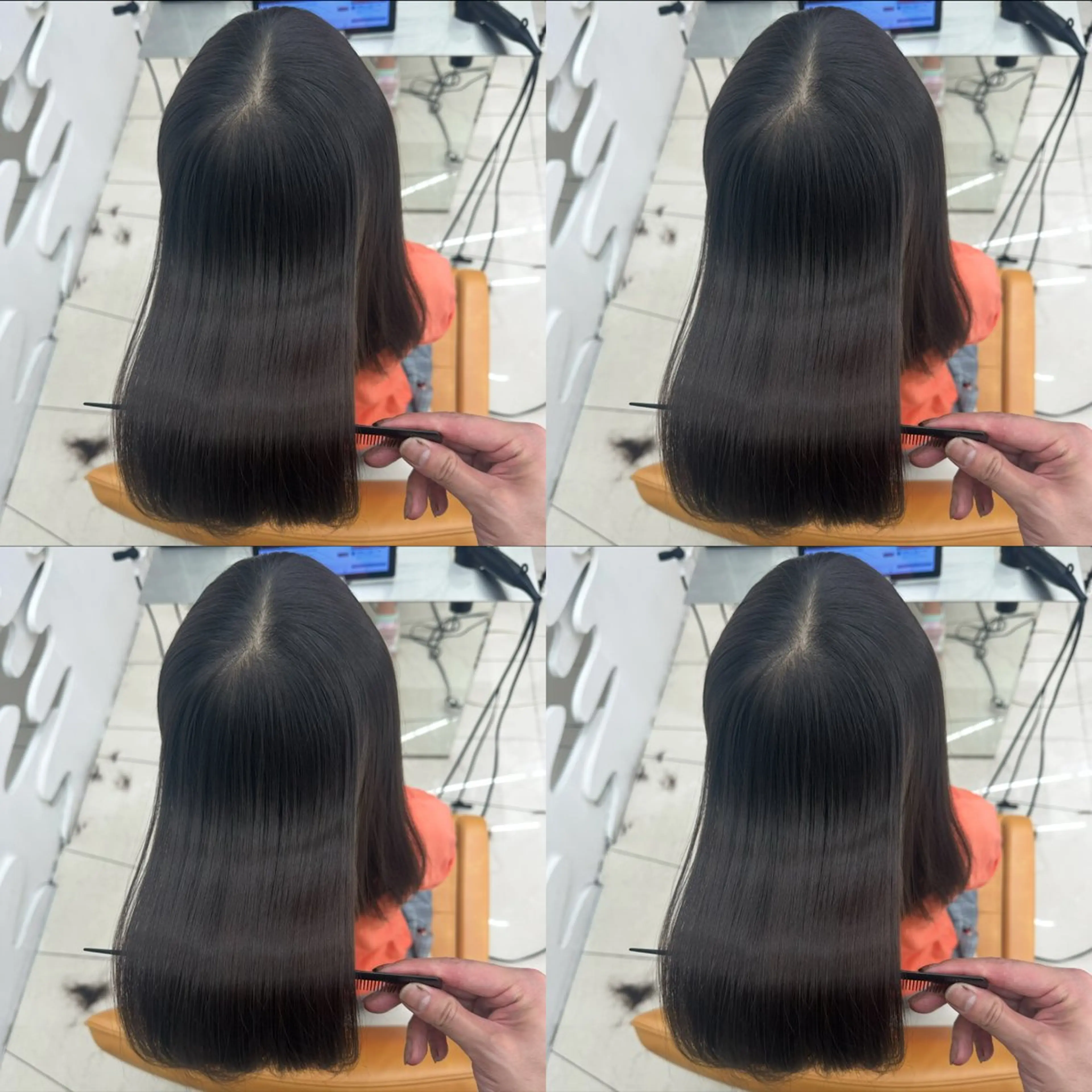 ロング パーマ カット 縮毛矯正 髪質改善× ハイライト溝江のヘアスタイル