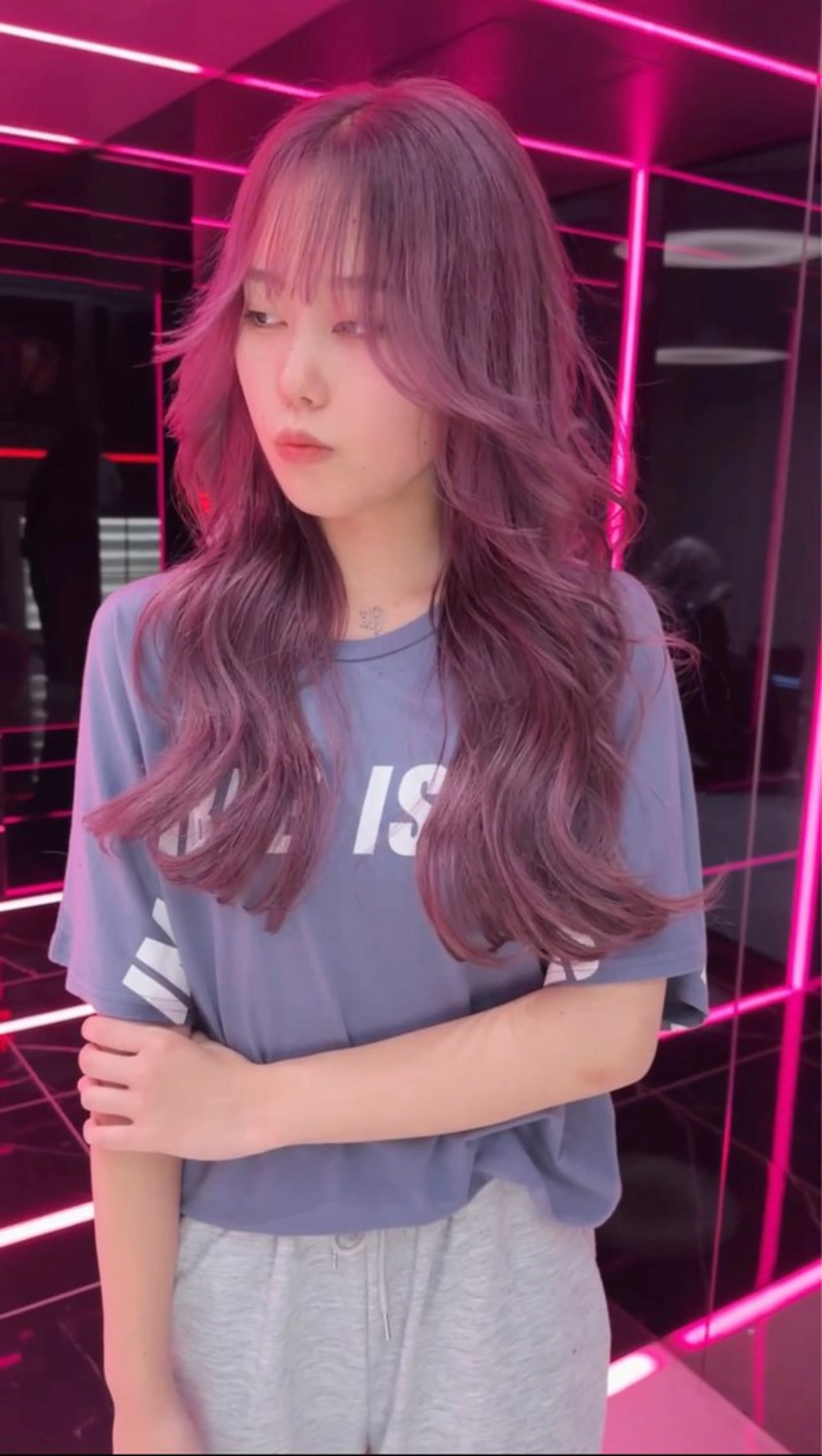 セミロング ピンクラベンダー REDEAL SHIBUYA所属・maya/レイヤー カット/ミインパーマのヘアスタイル